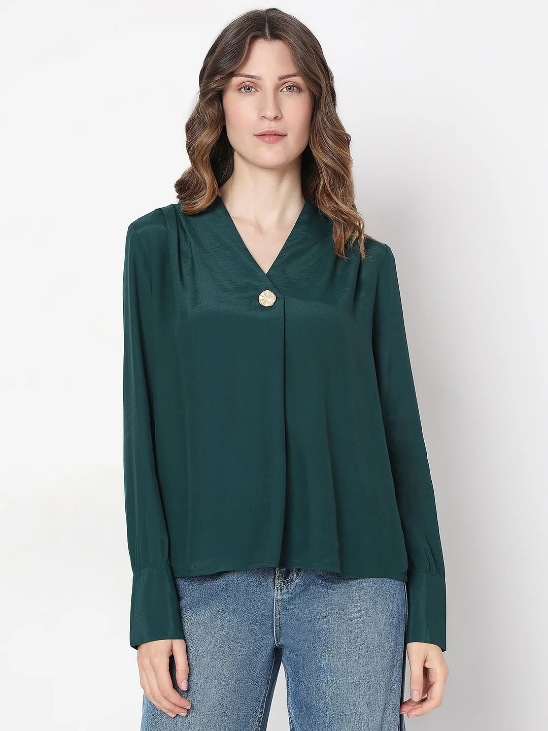Dark Green Full Sleeves Top - Image 2