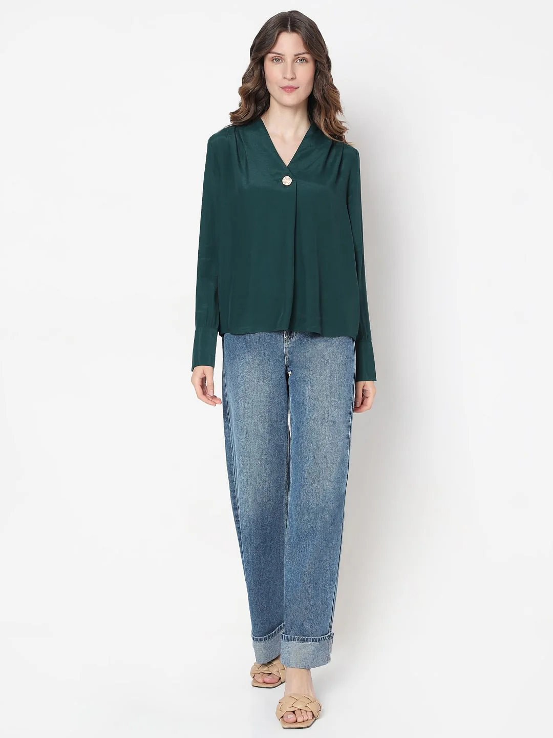 Dark Green Full Sleeves Top - Image 5