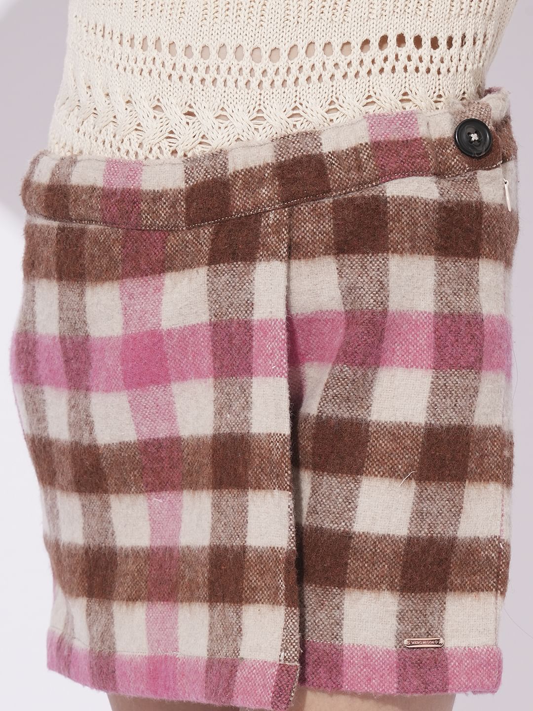 Girls Maroon Check Skort - Image 4