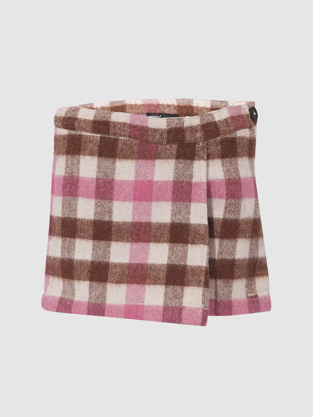 Girls Maroon Check Skort - Image 5
