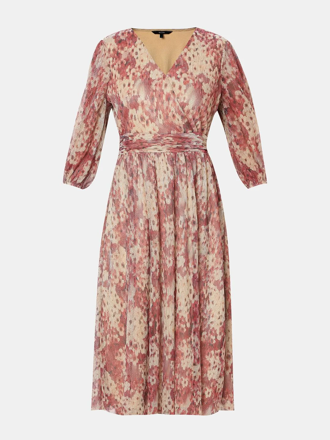 Beige Printed Midi Dress - Image 7