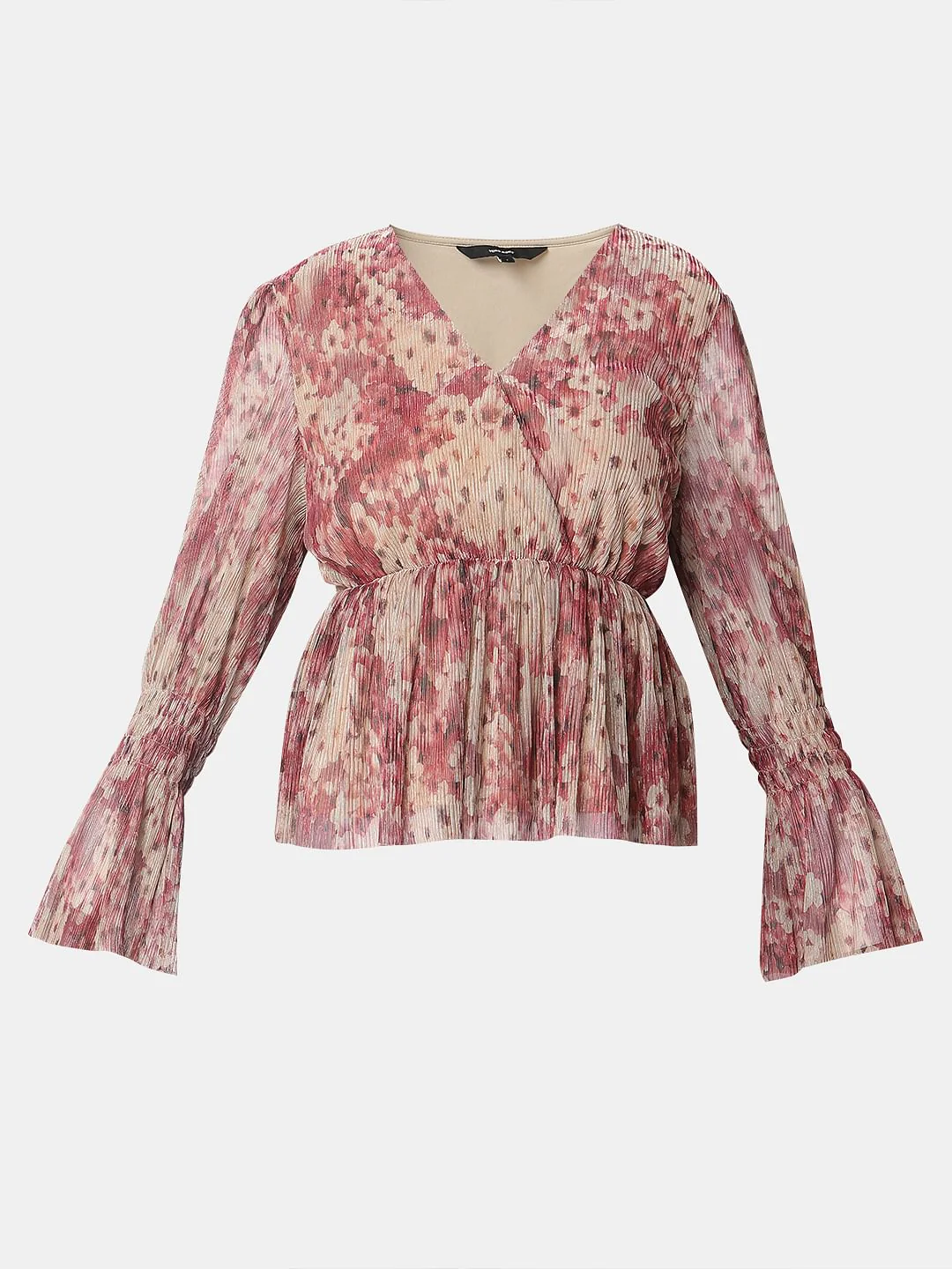 Beige V-Neckprinted Top - Image 7
