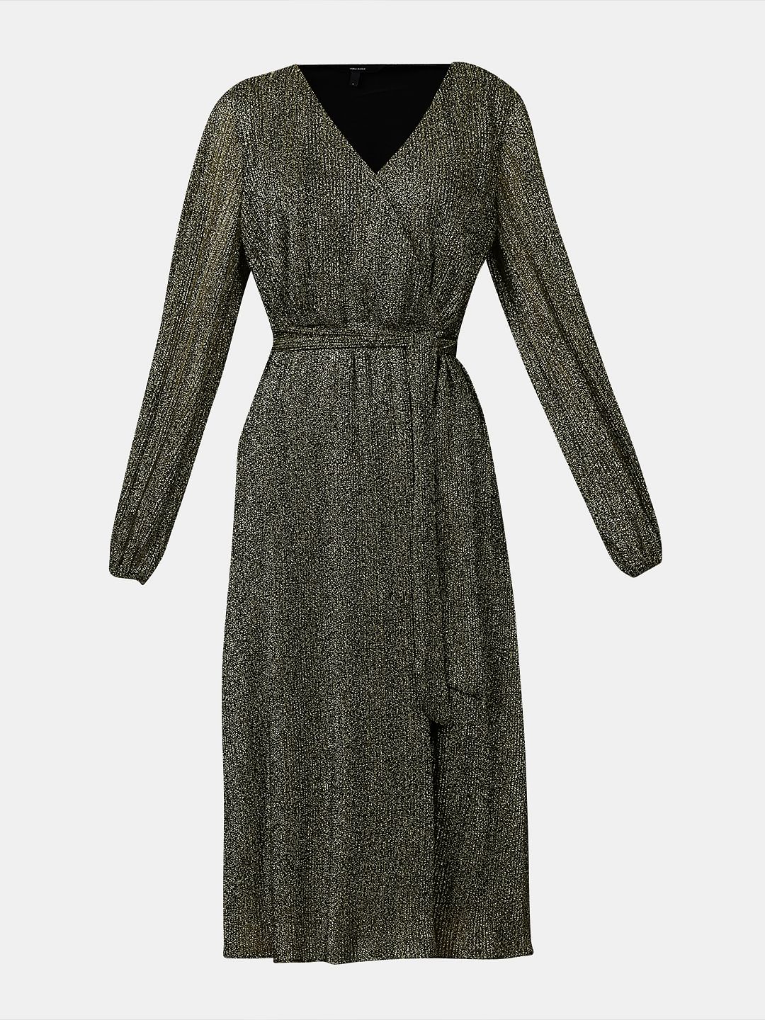 Black Shimmer Wrap Dress - Image 7