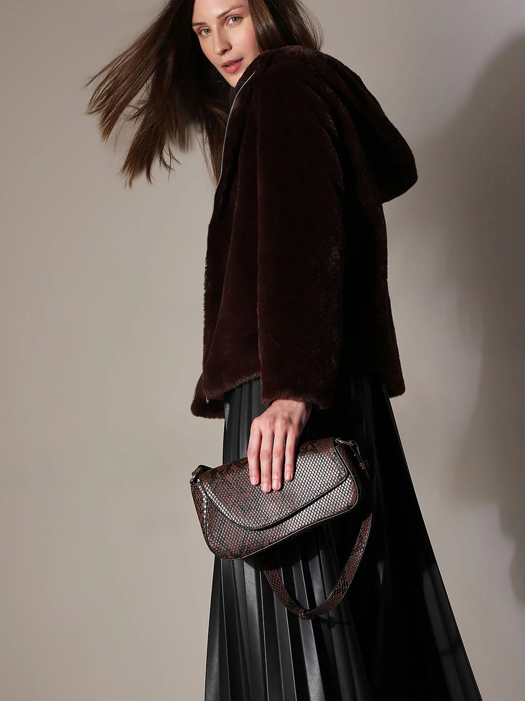 Brown Animal Print Asymmetric Sling Bag