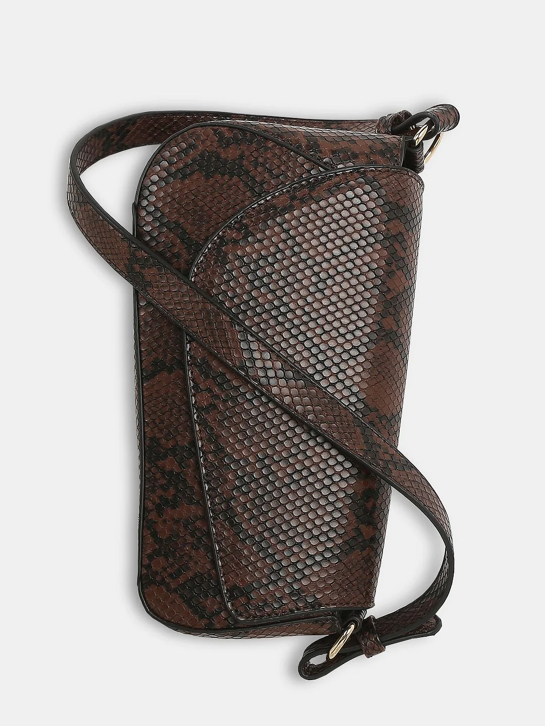 Brown Animal Print Asymmetric Sling Bag - Image 6