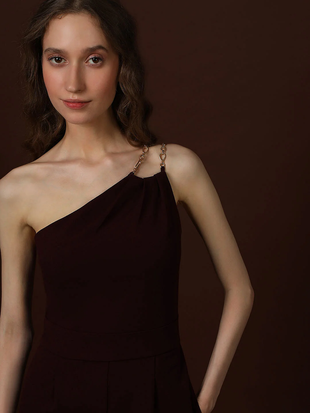 Maroon One Shoulder Jumpsuit - Image 5