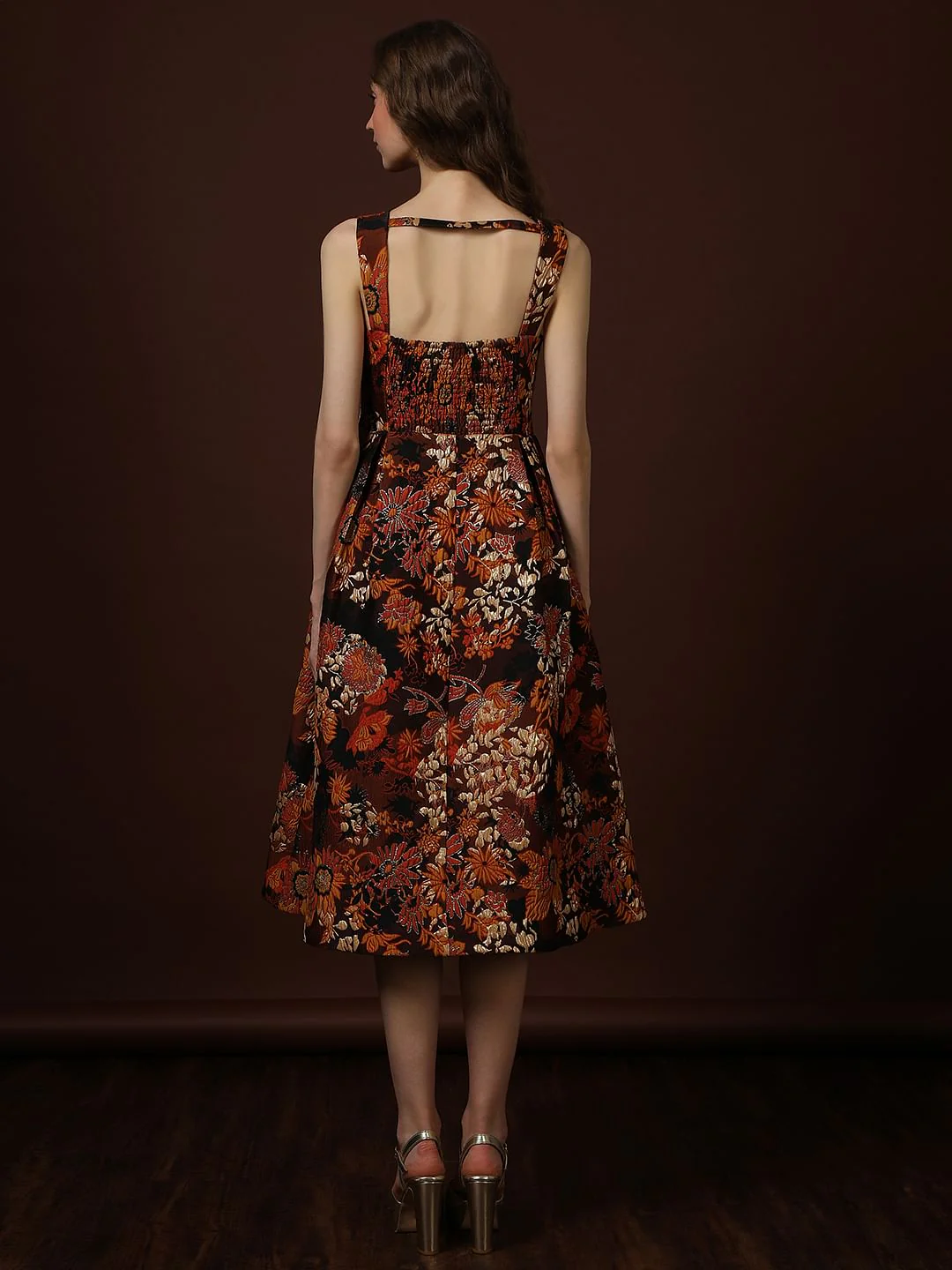 Black Floral Jaquard Dress - Image 4