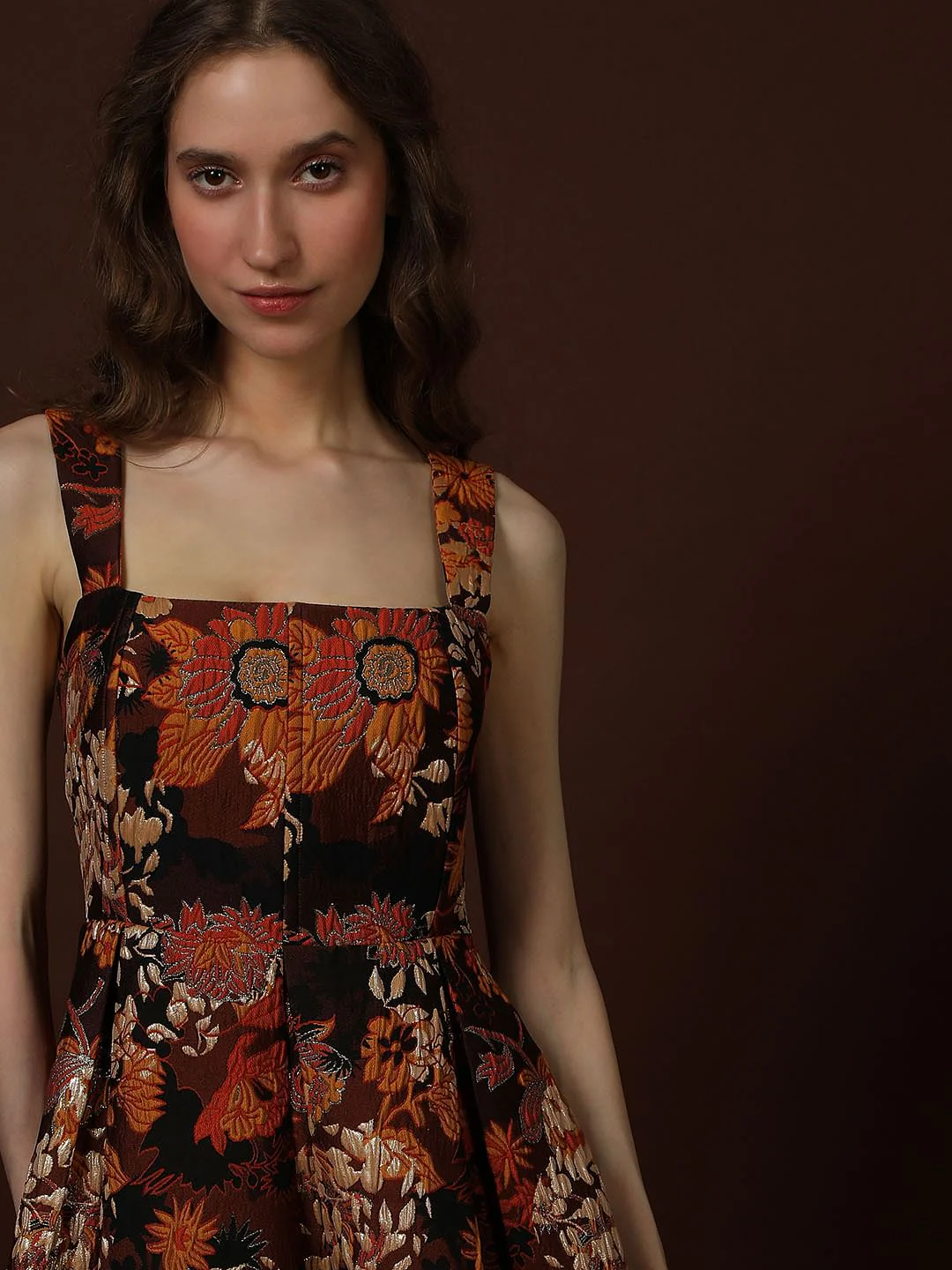 Black Floral Jaquard Dress - Image 5