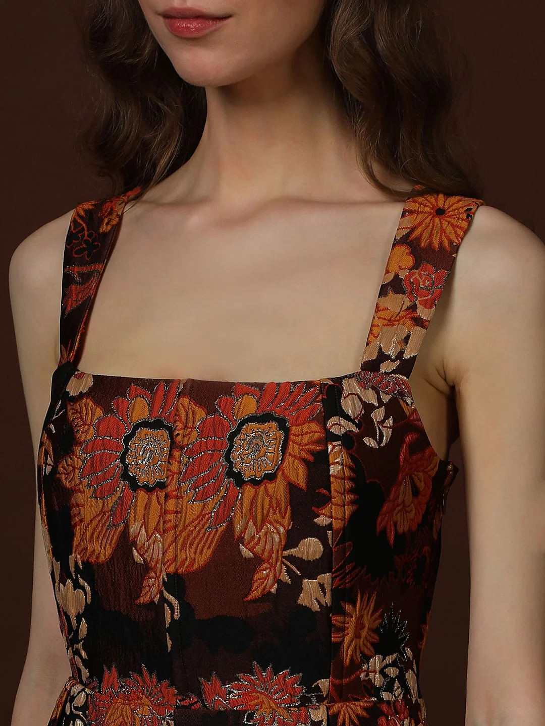 Black Floral Jaquard Dress - Image 6
