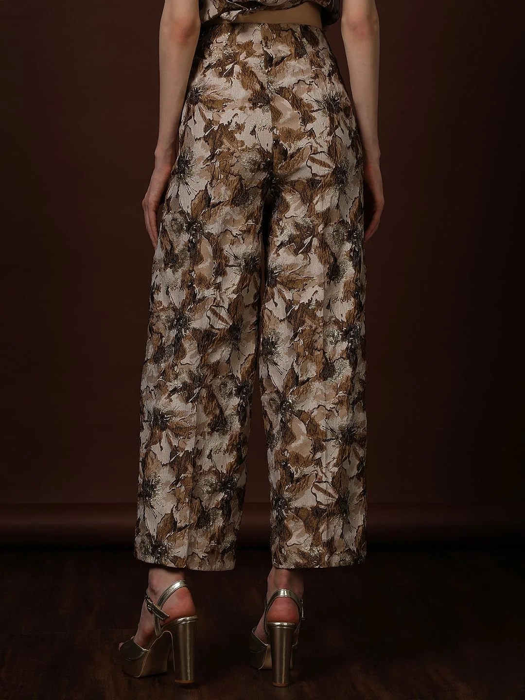 Gold Floral Jaquard Pant - Image 4