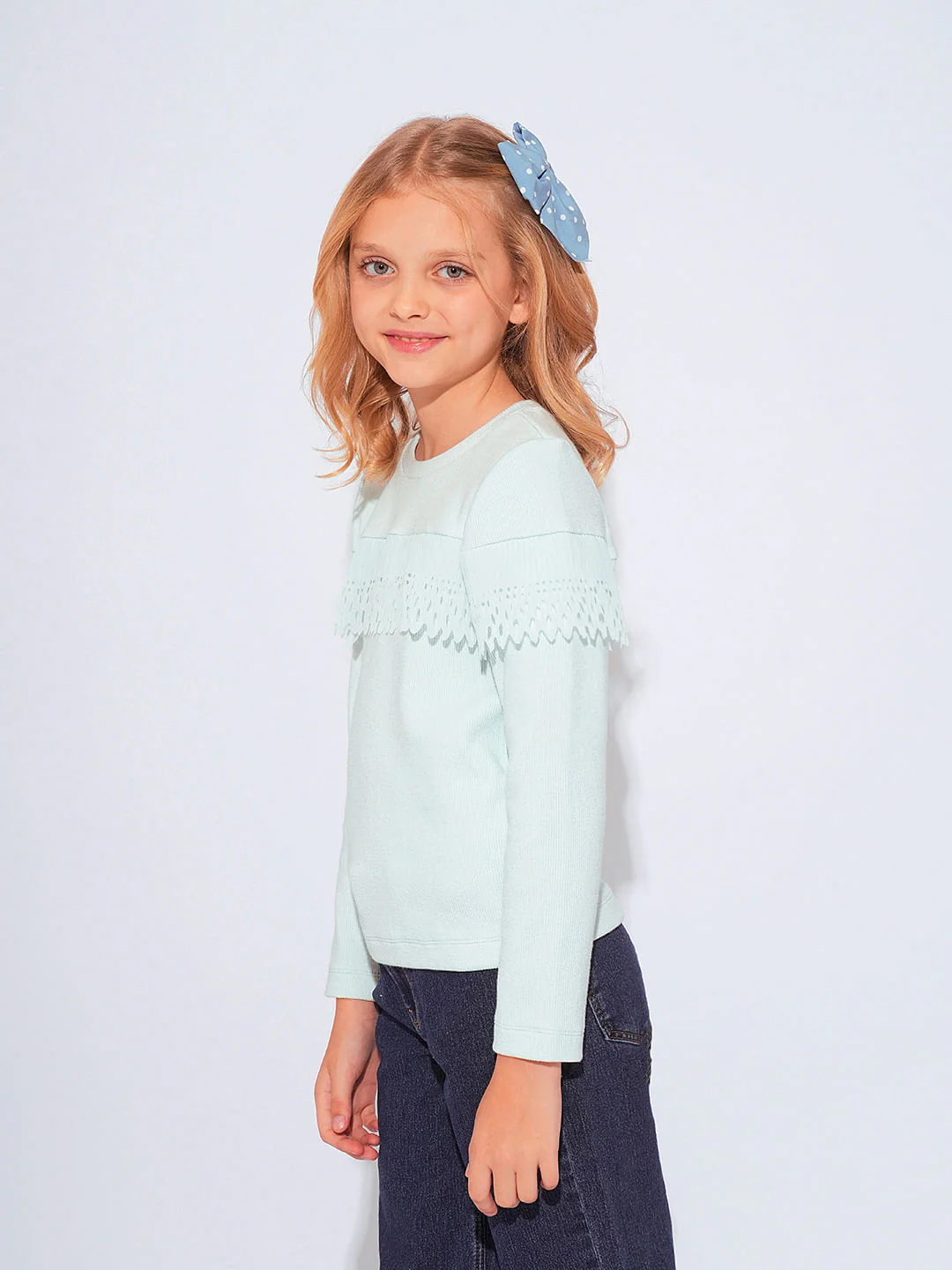 Girls Turquoise Full Sleeves Top