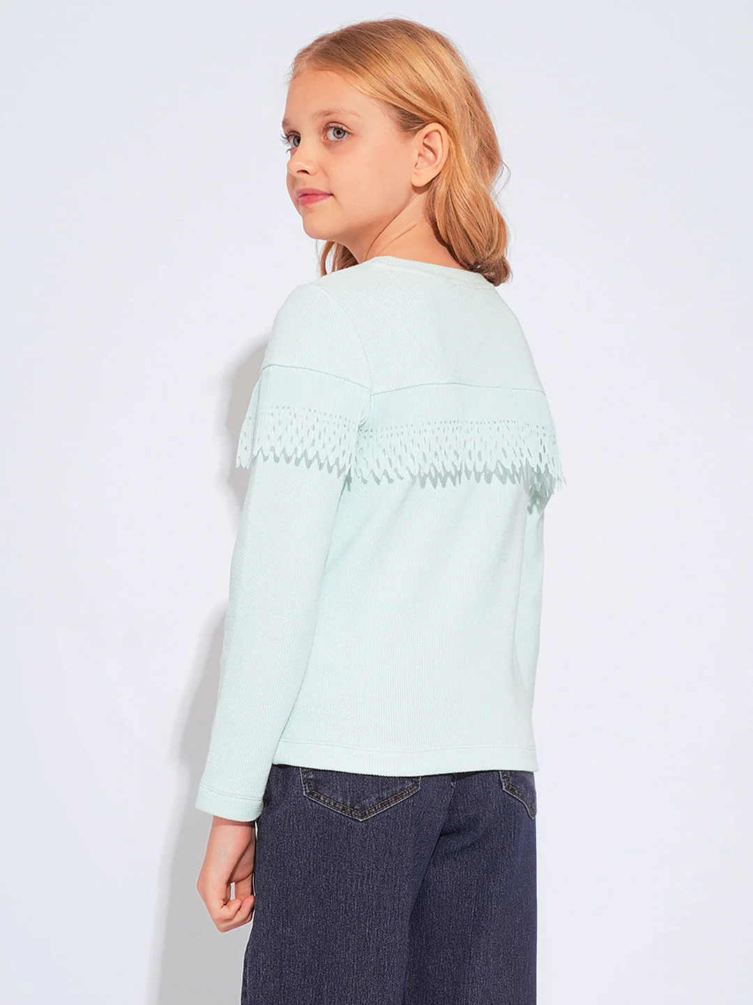 Girls Turquoise Full Sleeves Top - Image 3