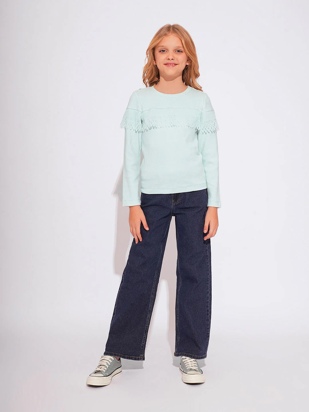 Girls Turquoise Full Sleeves Top - Image 5