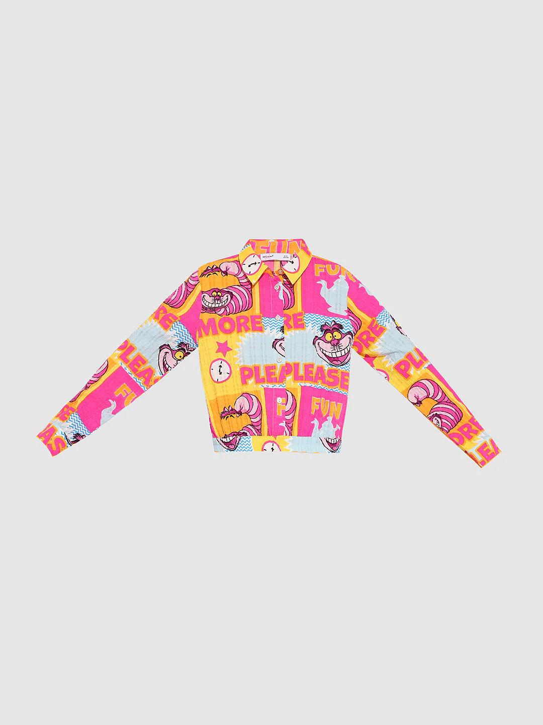 Girl Cheshire Cat Pink Printed Co-Ord Set Shirt - Image 6