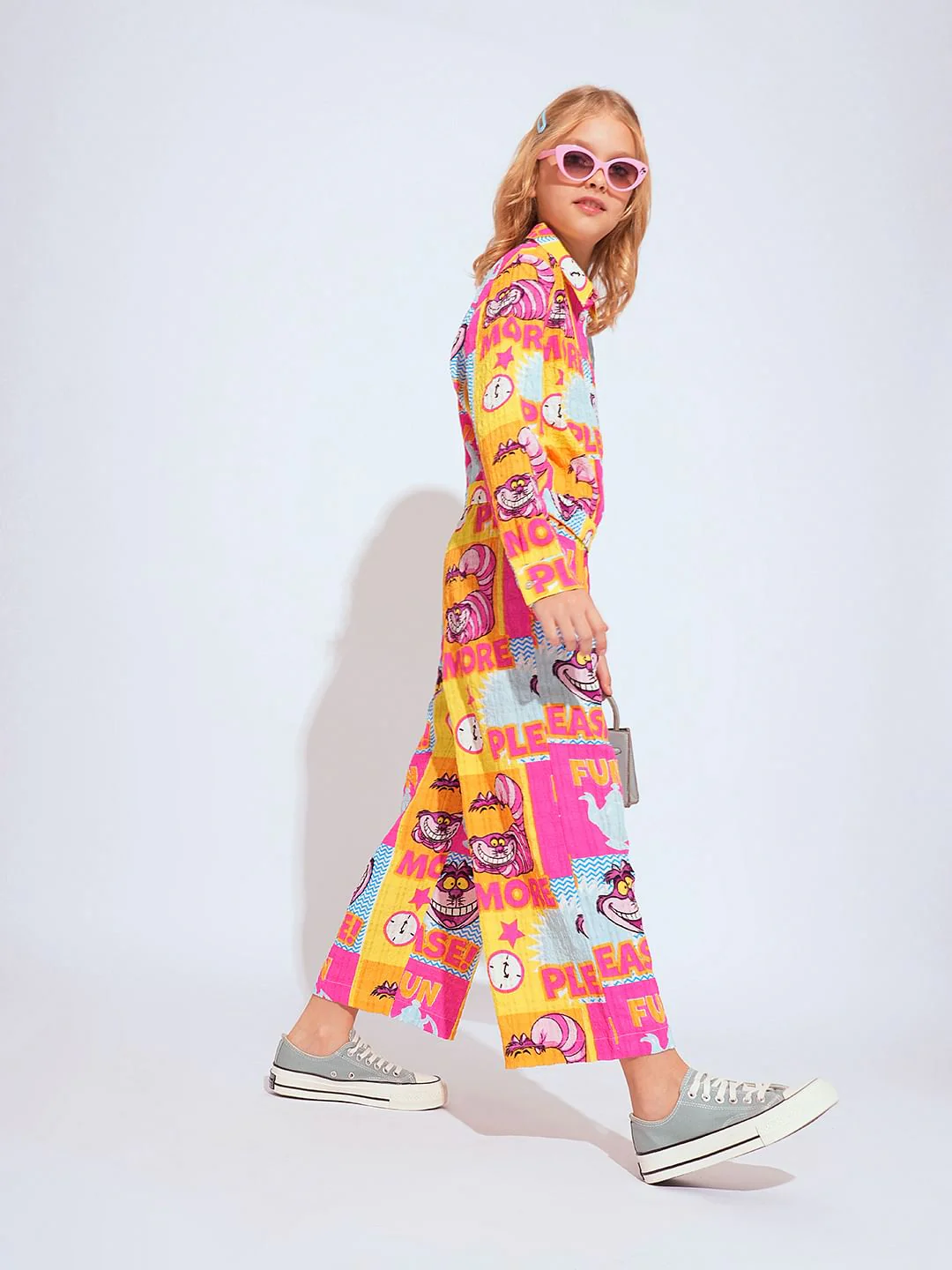 Girl Cheshire Cat Pink Printed Co-Ord Set Pants - Image 2