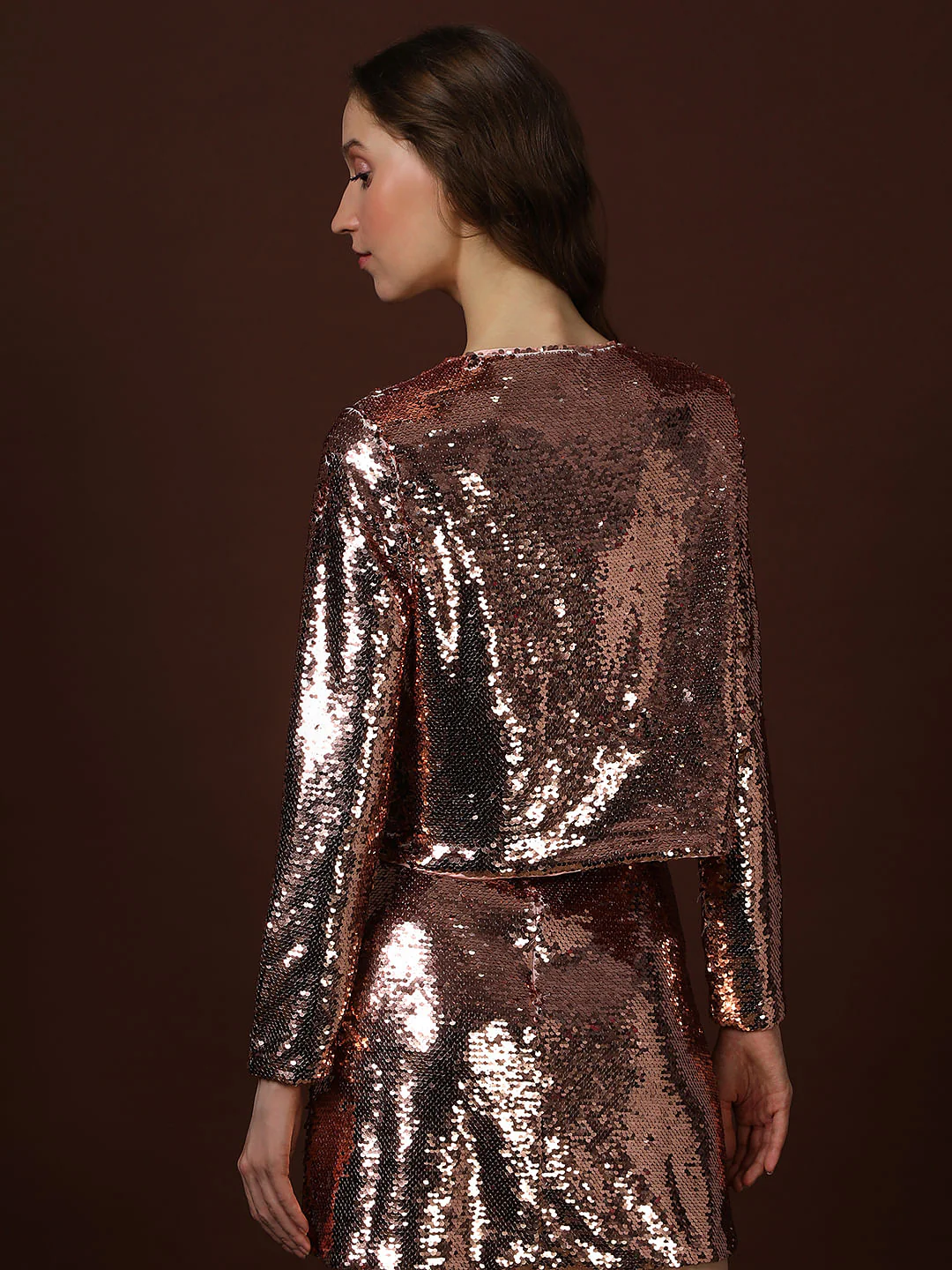 Rose Gold Sequined Co-Ord Set Jacket - Image 4