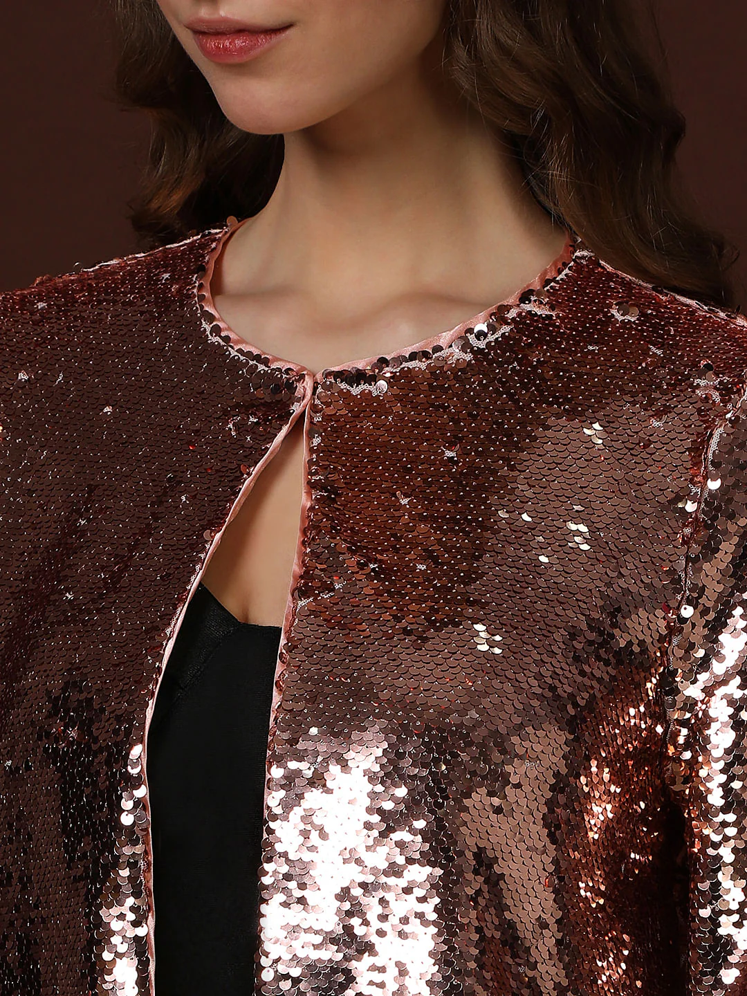 Rose Gold Sequined Co-Ord Set Jacket - Image 8