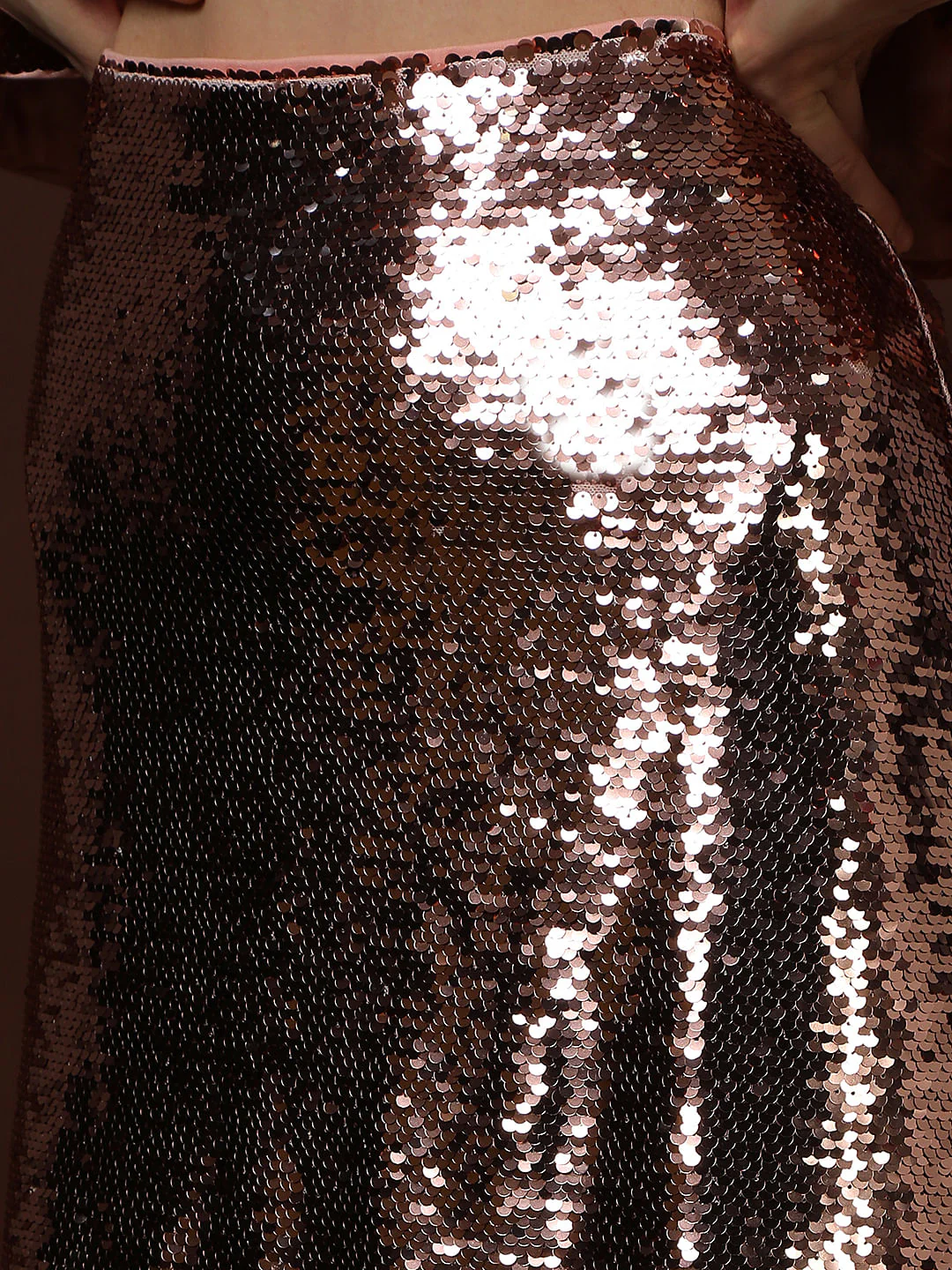 Rose Gold Sequined Co-Ord Set Skirt - Image 8