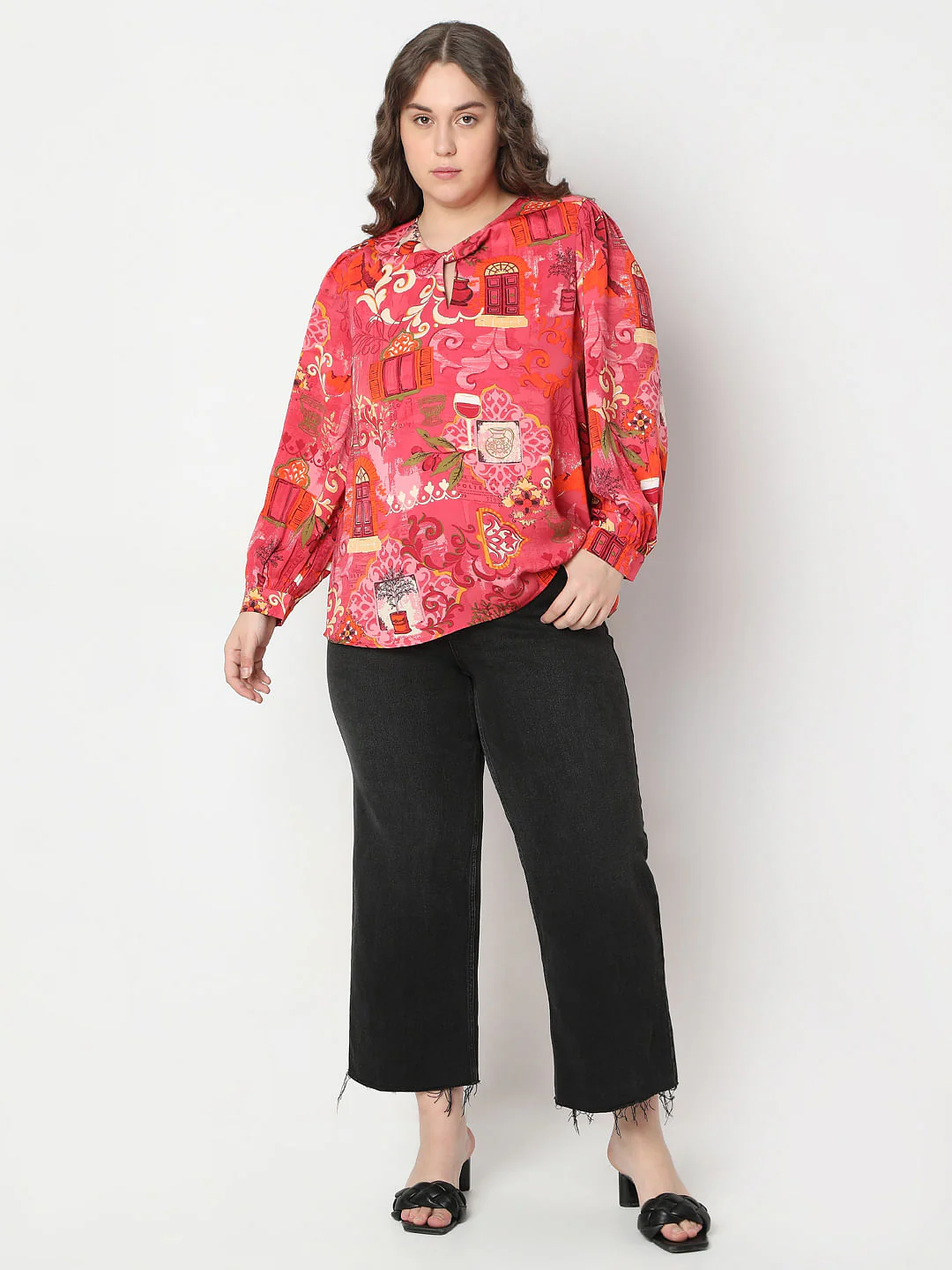 Curve Red Printed Top - Image 5
