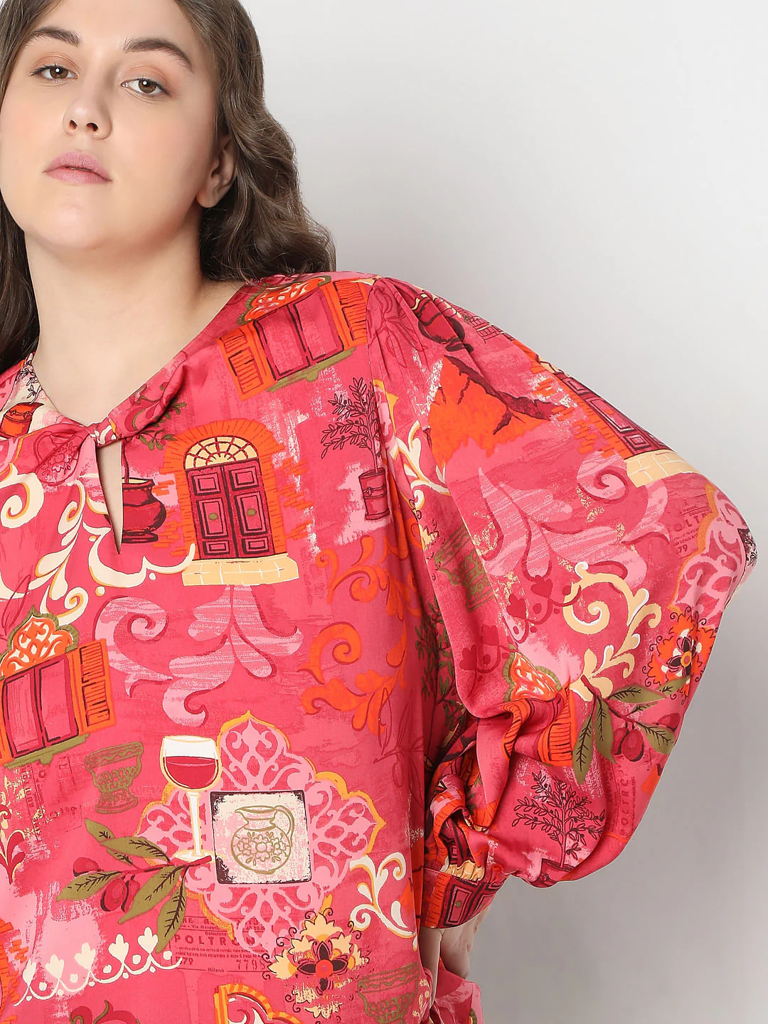 Curve Red Printed Top - Image 6