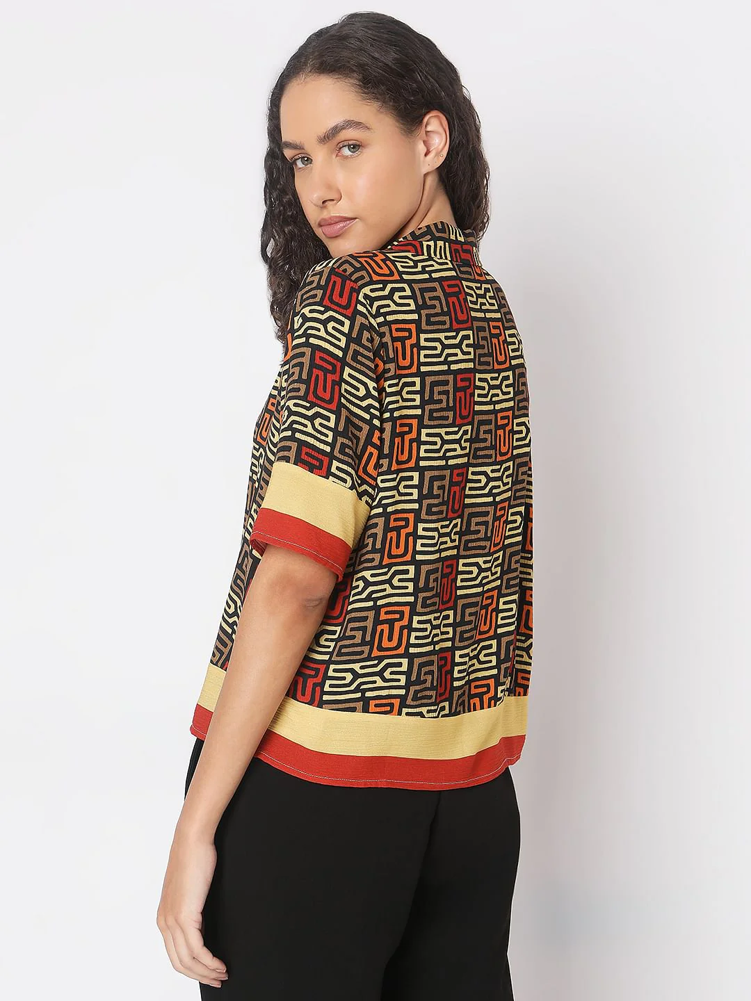 Brown Abstract Print Shirt - Image 4