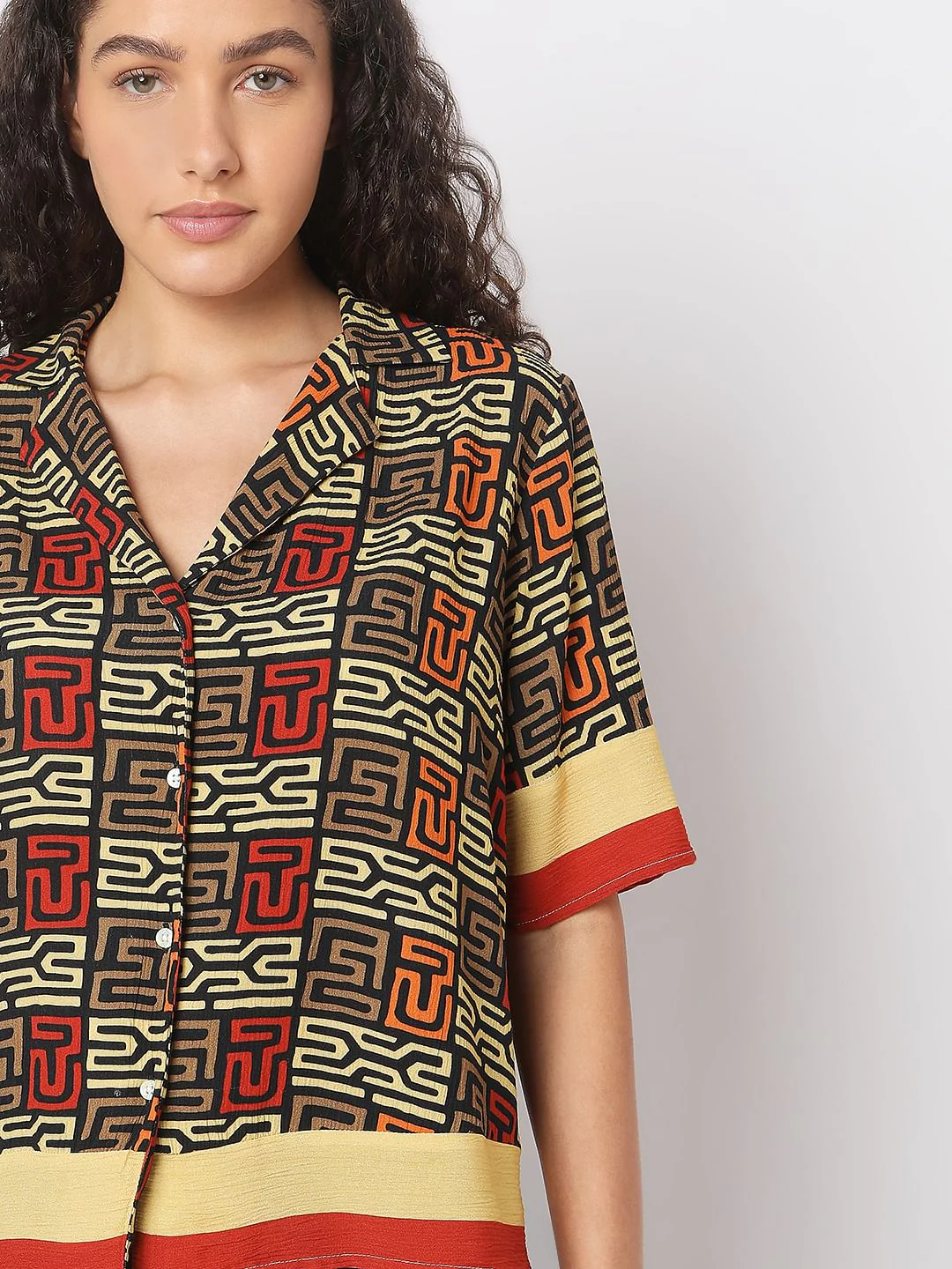 Brown Abstract Print Shirt - Image 6