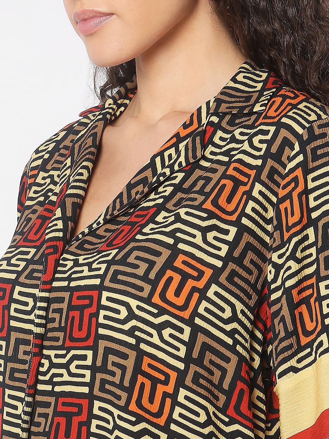 Brown Abstract Print Shirt - Image 8