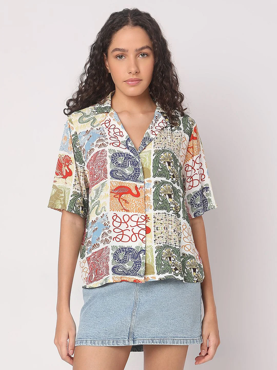 Green Abstract Print Shirt - Image 2