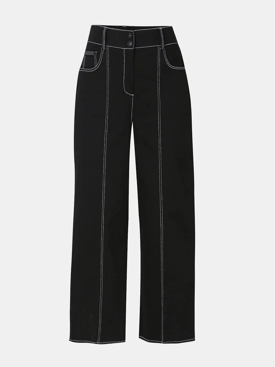 Black Wide Leg Stich Line Jeans - Image 7
