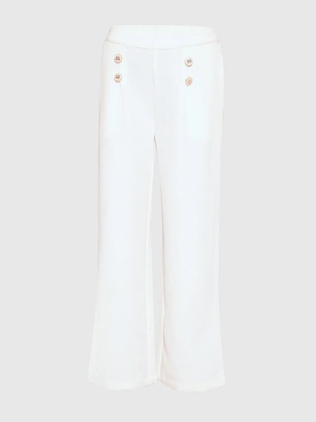 Girls White Button Detail Pants - Image 5