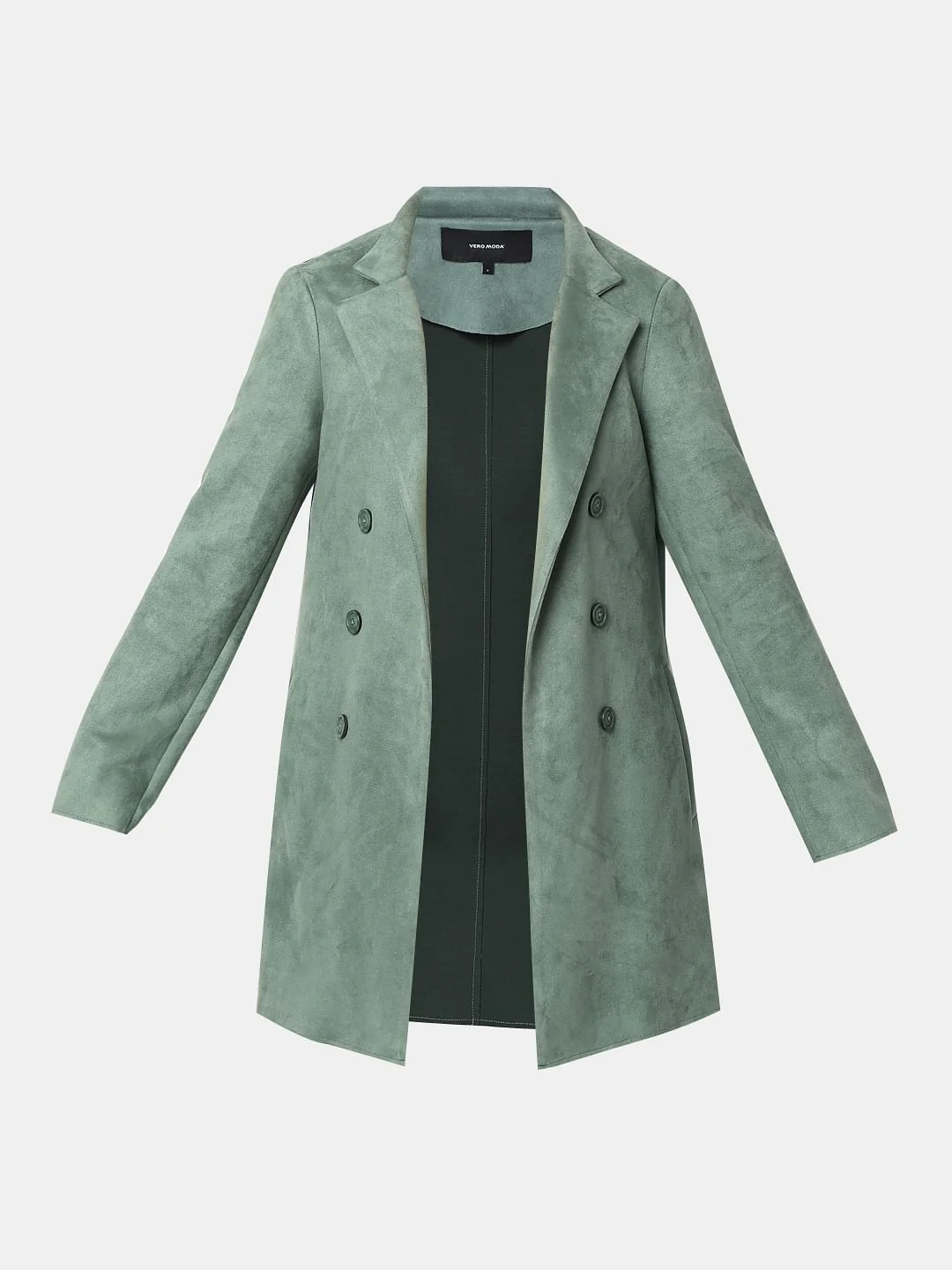 Dark Green Long Suede Jacket - Image 7