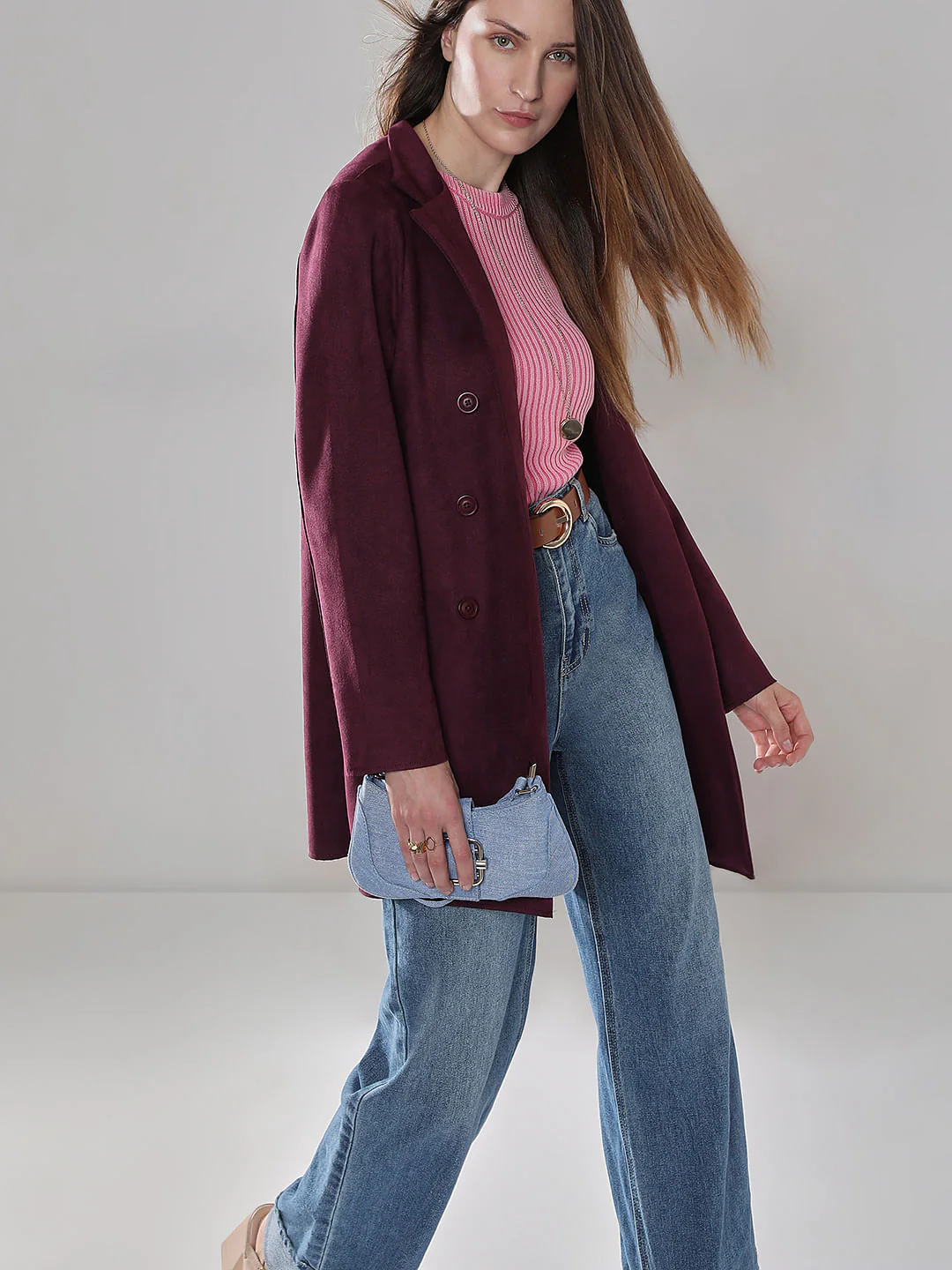 Purple Suede Long Coat