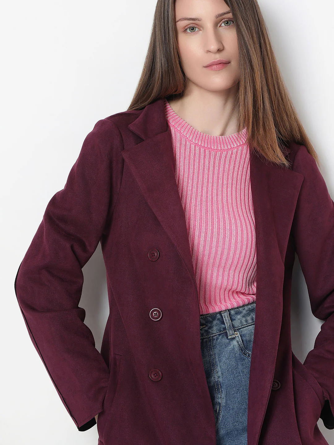 Purple Suede Long Coat - Image 6