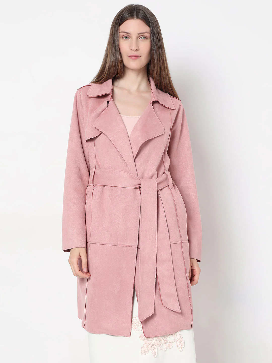 Pink Suede Long Coat - Image 2