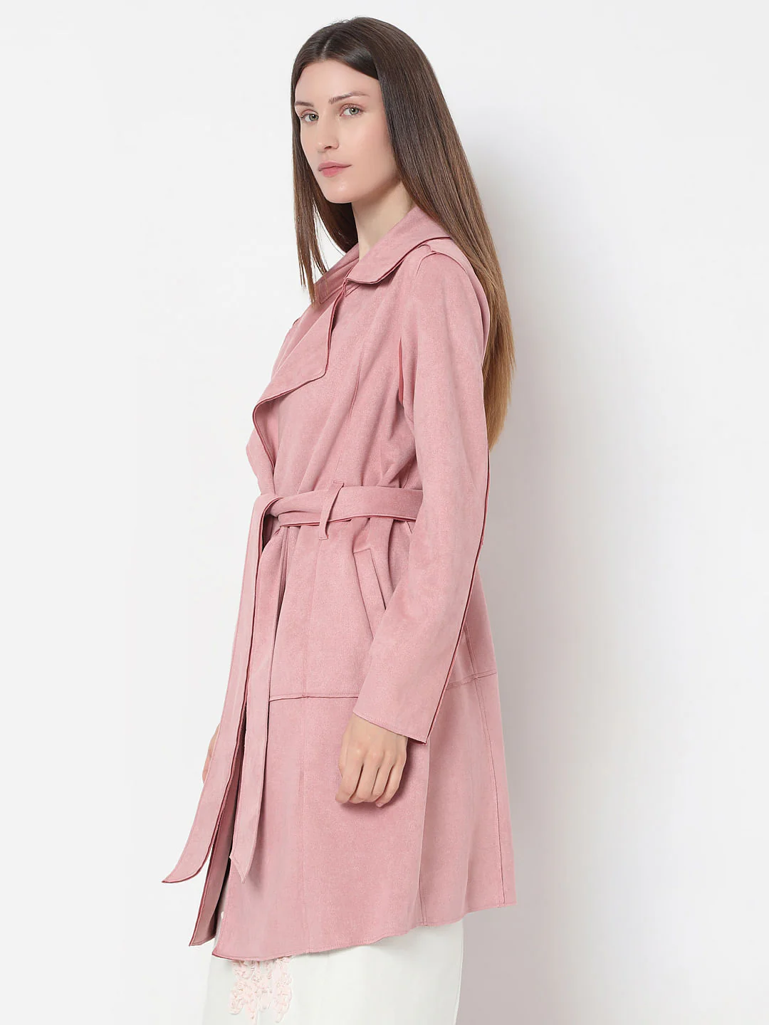 Pink Suede Long Coat - Image 3