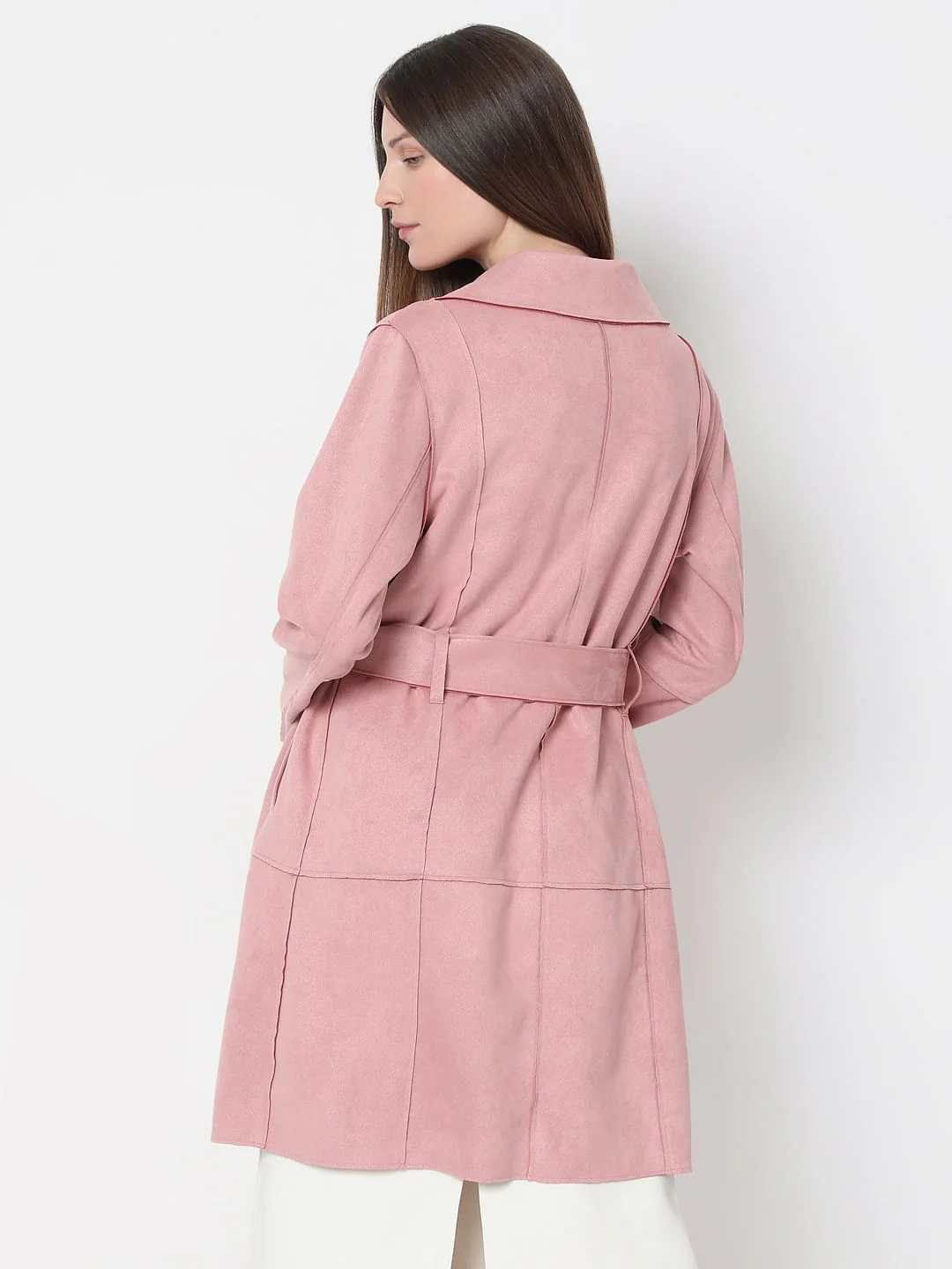 Pink Suede Long Coat - Image 4