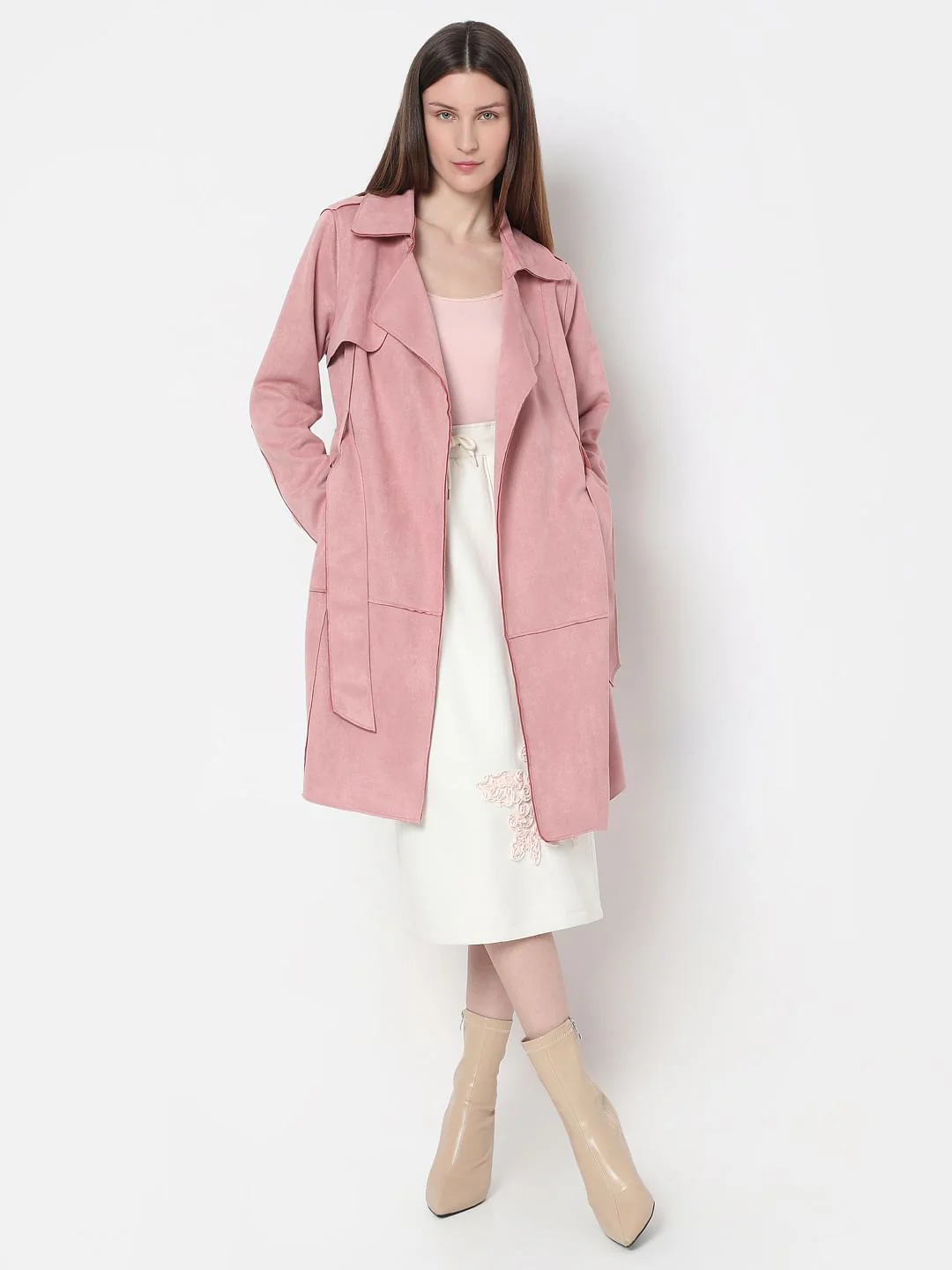 Pink Suede Long Coat - Image 5