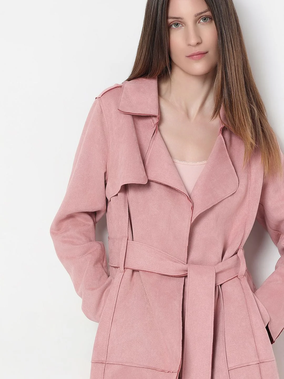 Pink Suede Long Coat - Image 6