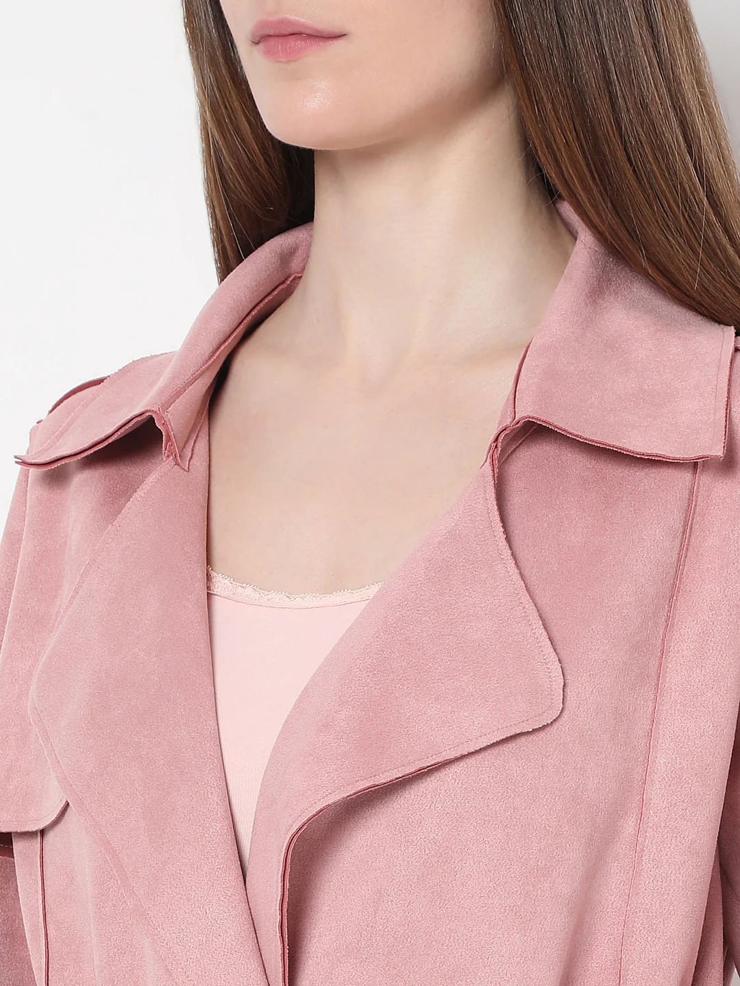 Pink Suede Long Coat - Image 8