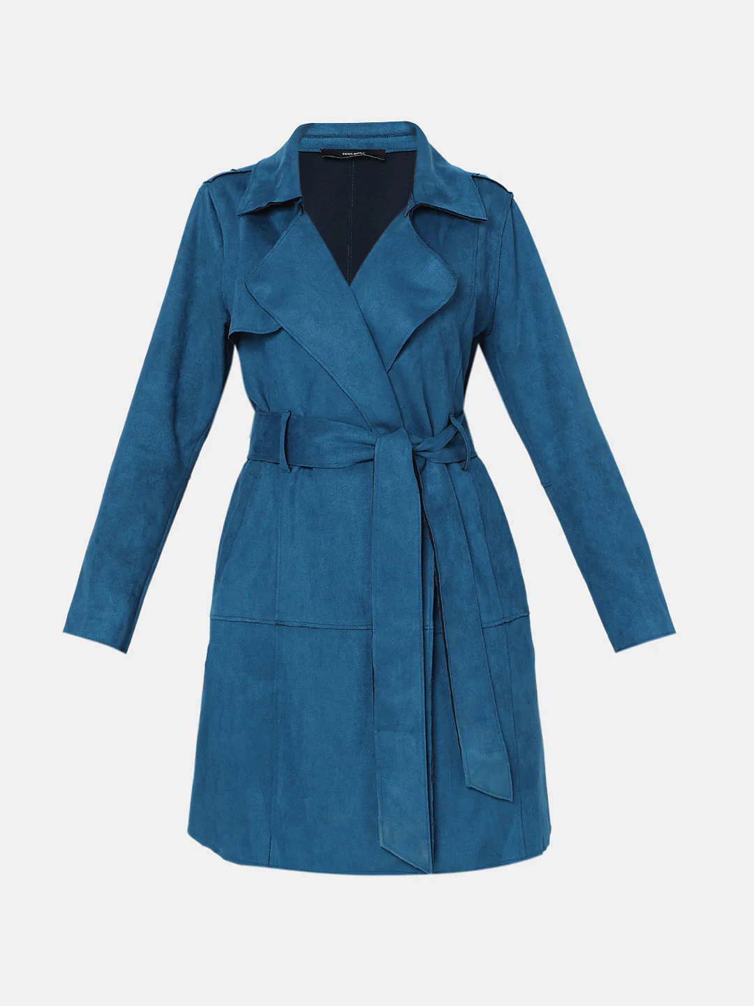 Blue Suede Long Coat - Image 7