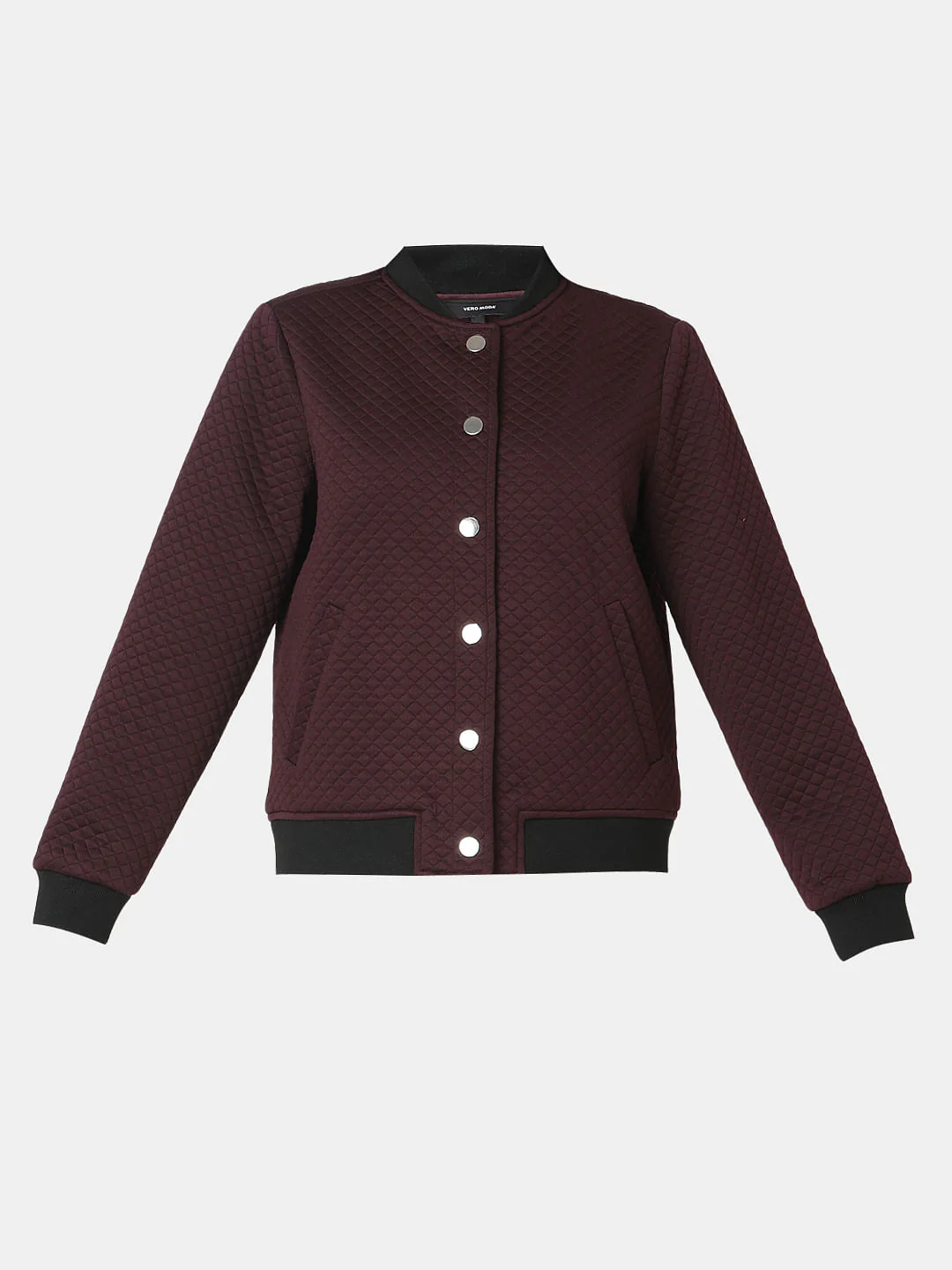 Maroon Quilted Bomber Jacket - Image 7