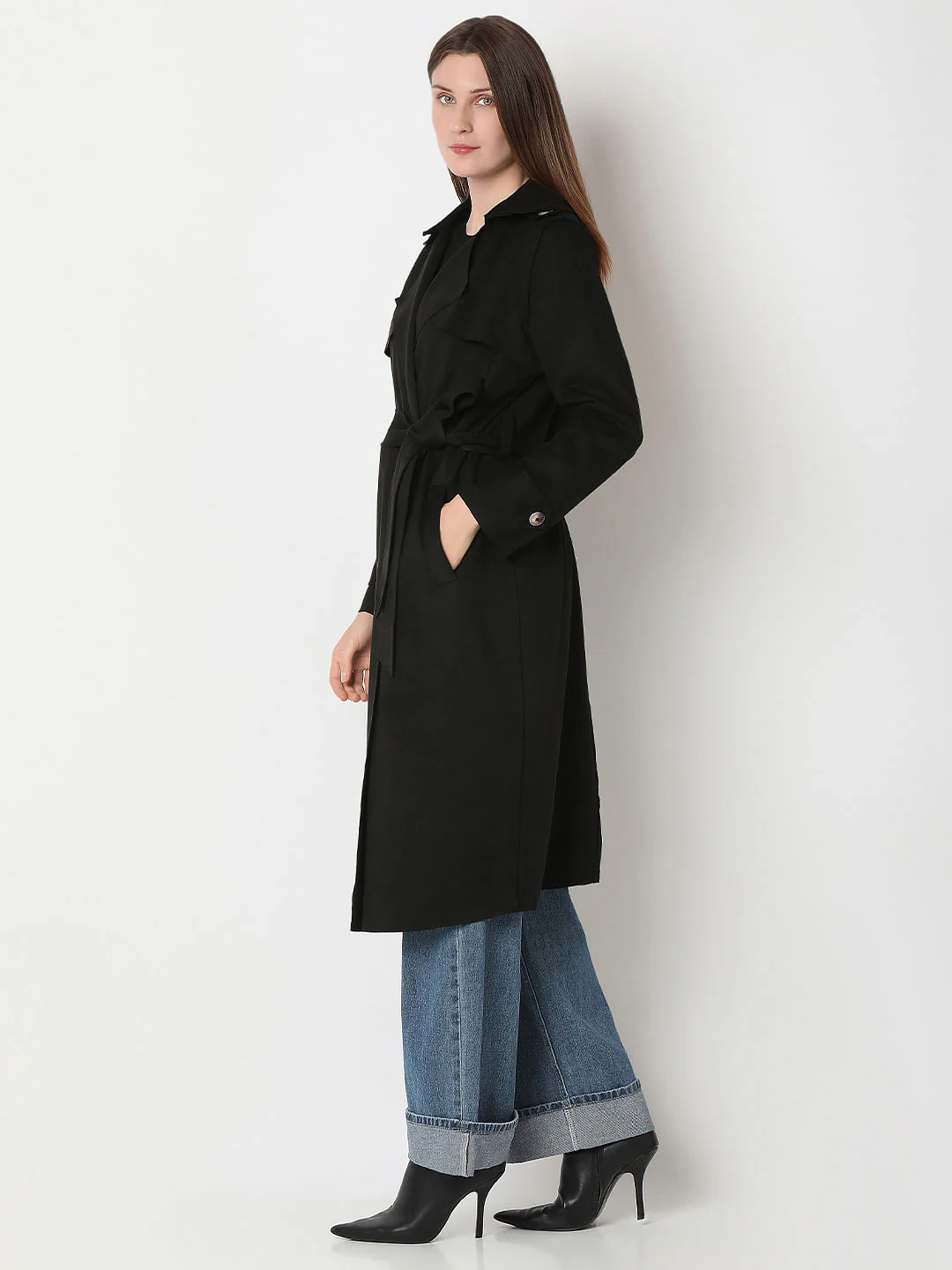 Black Long Suede Coat - Image 3