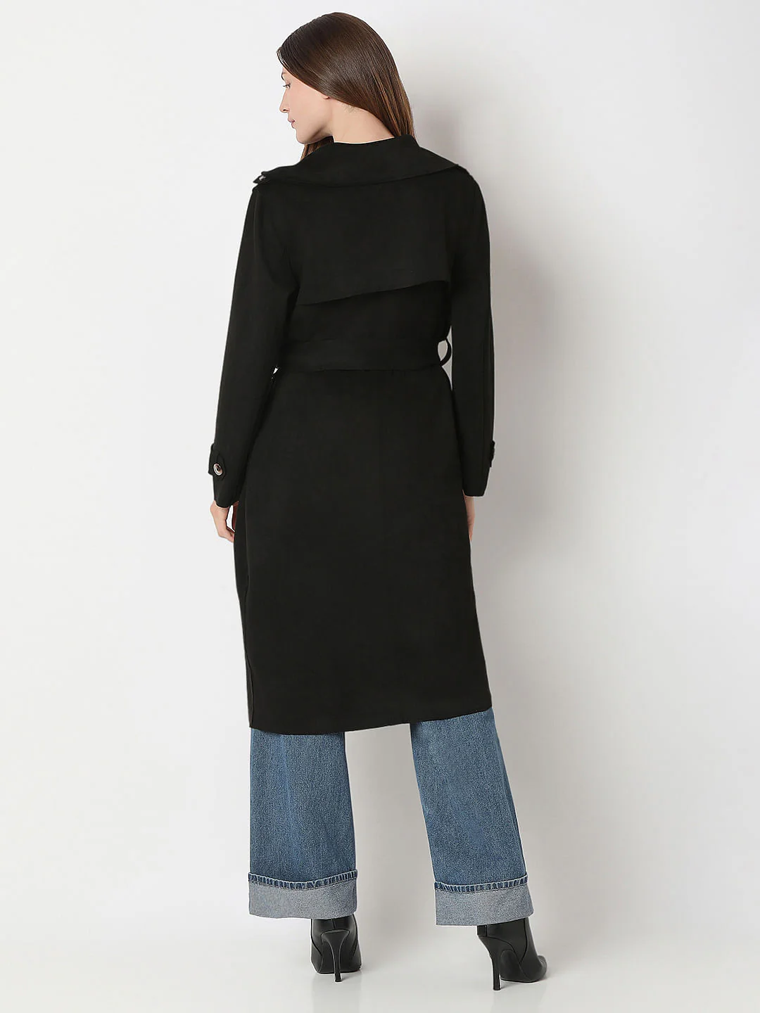 Black Long Suede Coat - Image 4