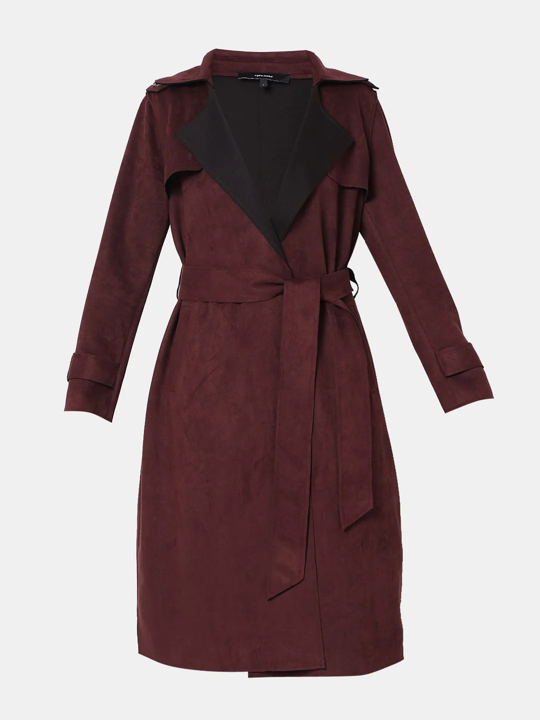Maroon Suede Long Coat - Image 7
