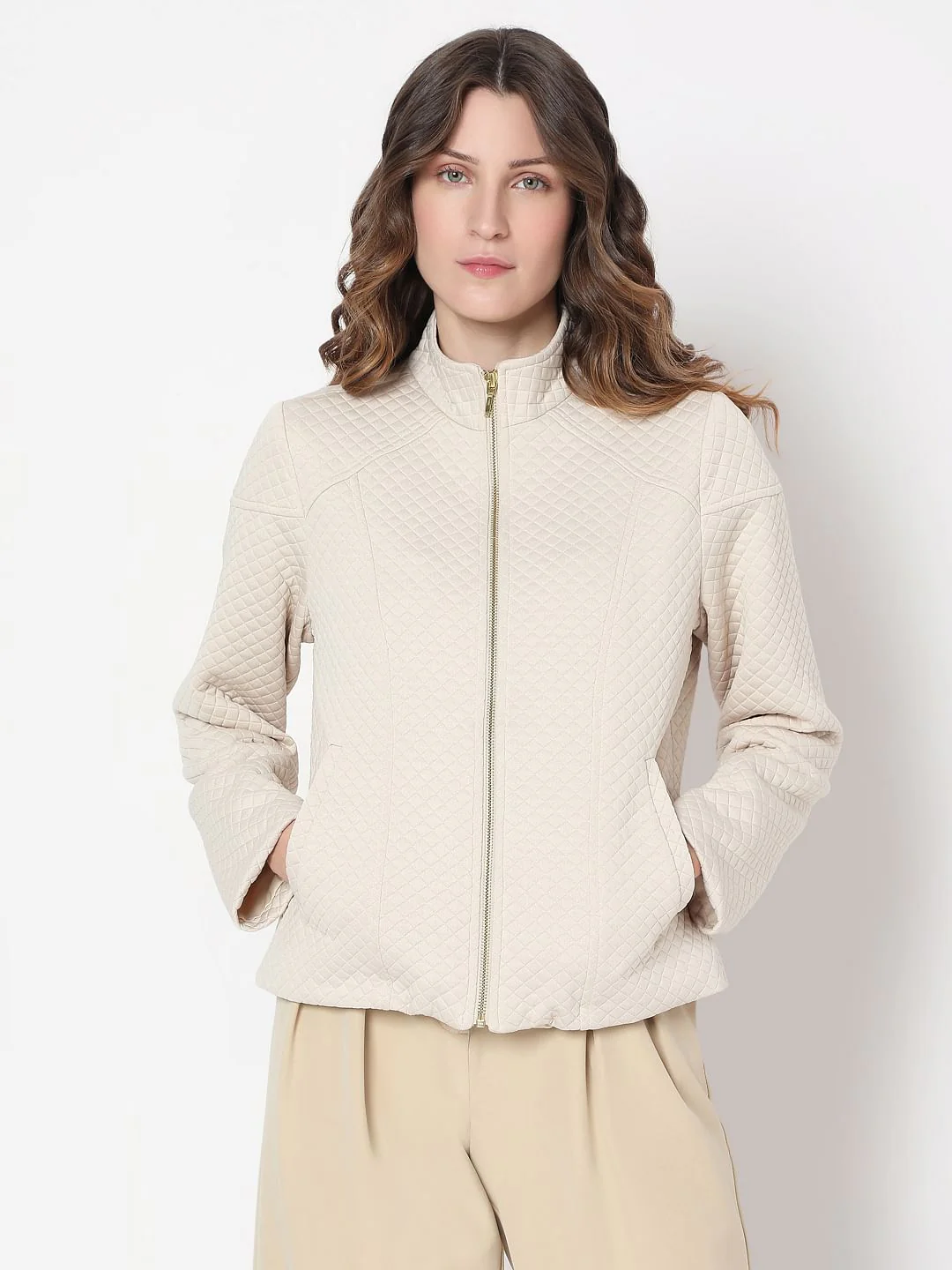 Beige Quilted Jacket - Image 2