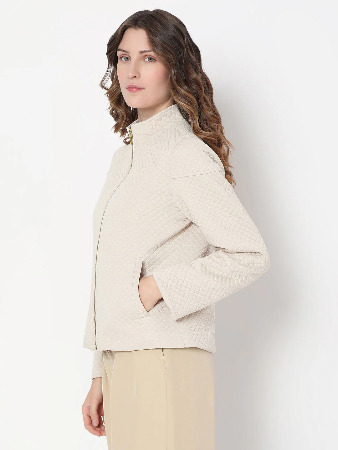 Beige Quilted Jacket - Image 3