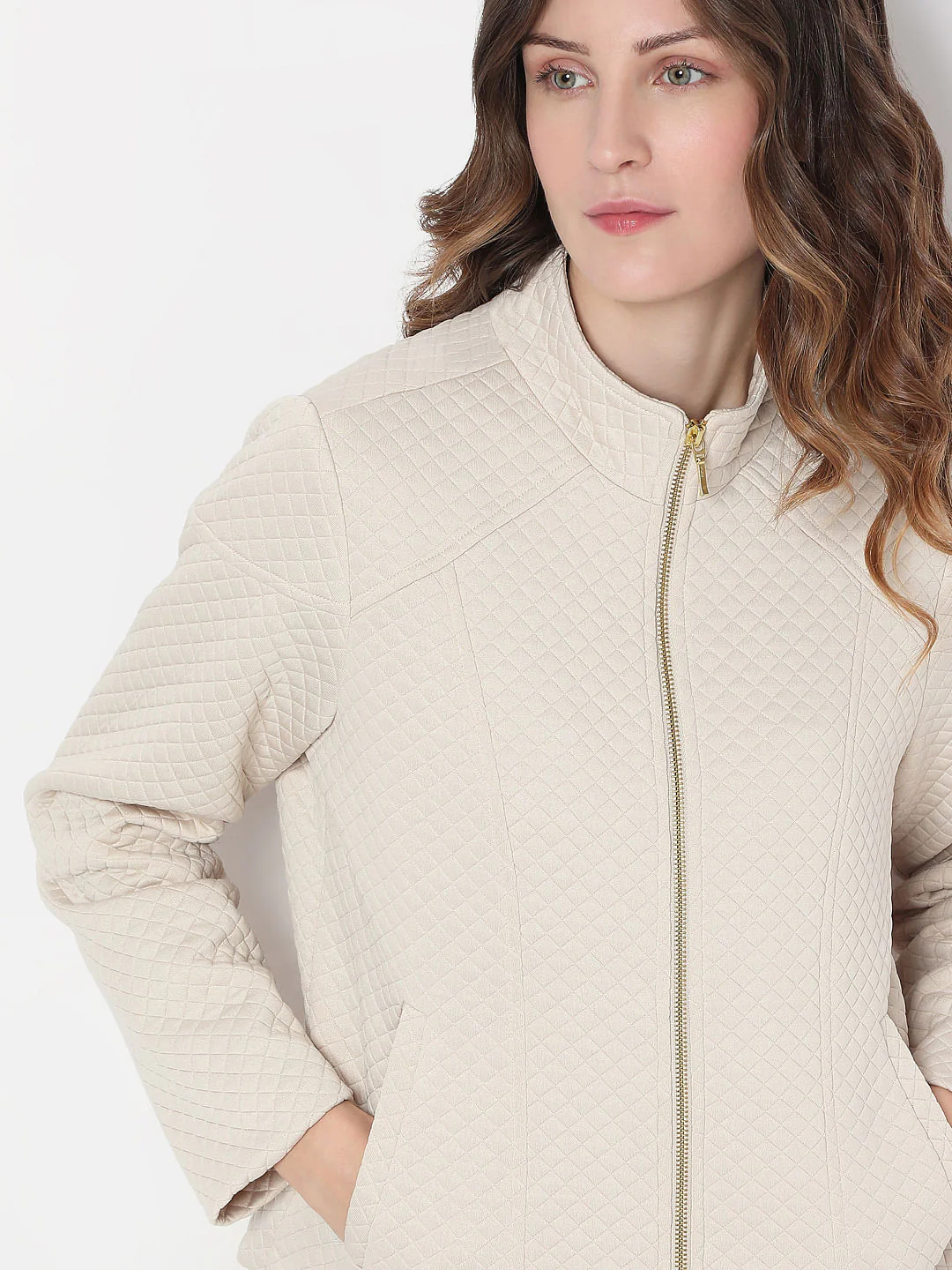Beige Quilted Jacket - Image 6
