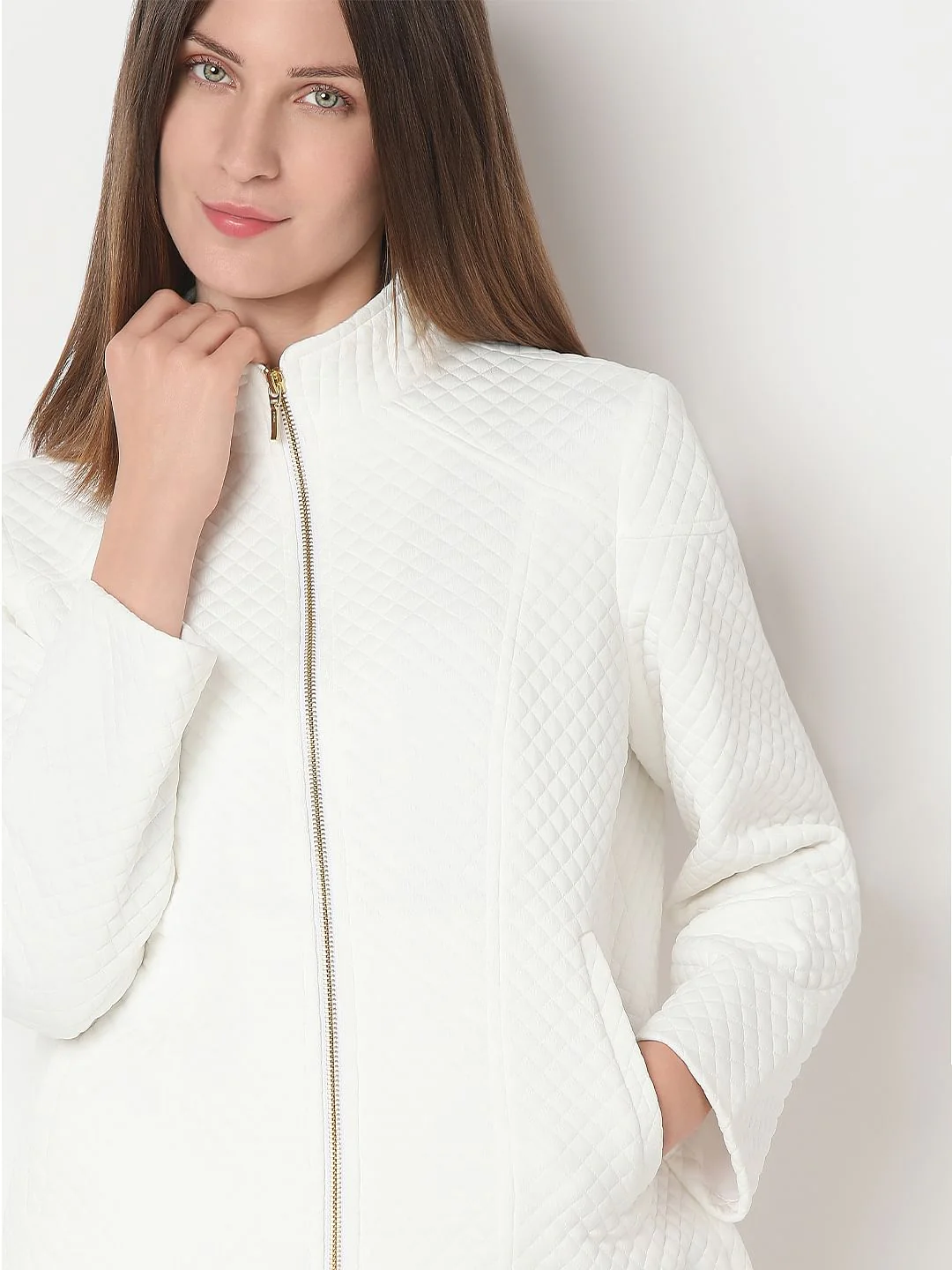 White Quilted Jacket - Image 6