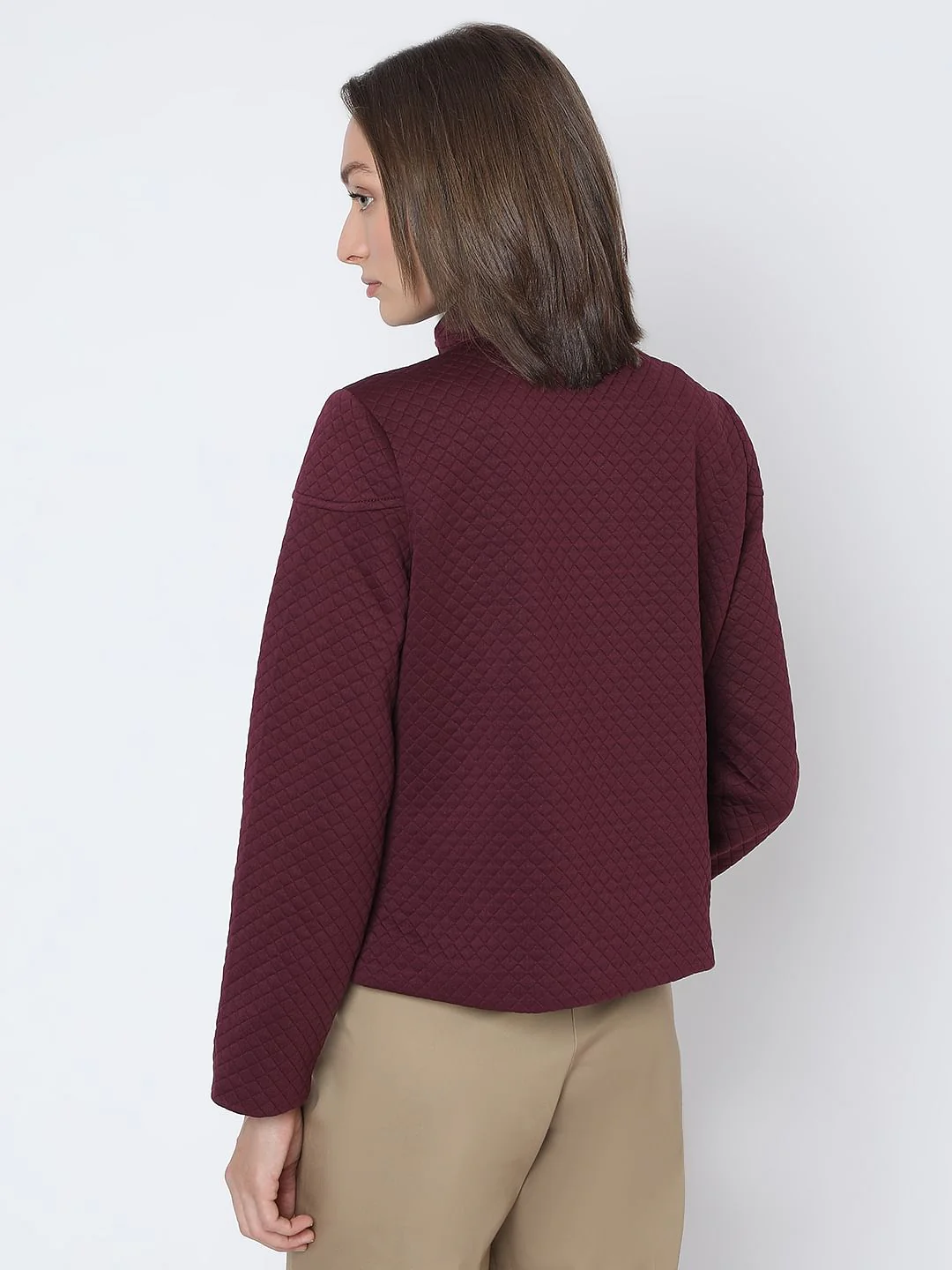 Maroon Quilted Jacket - Image 4