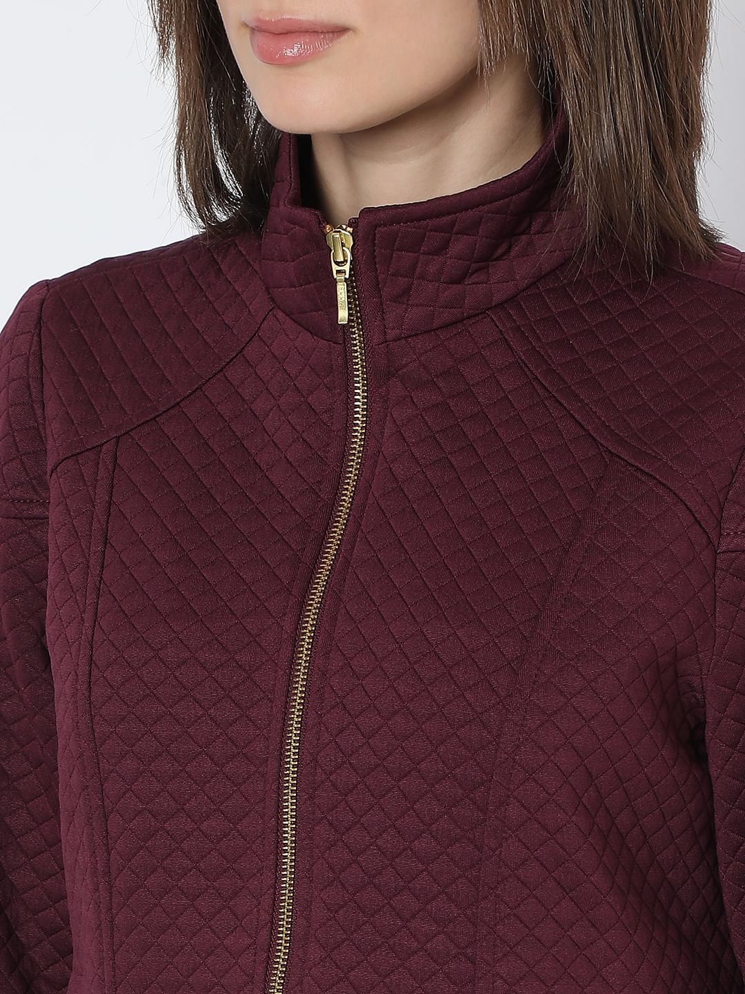 Maroon Quilted Jacket - Image 8